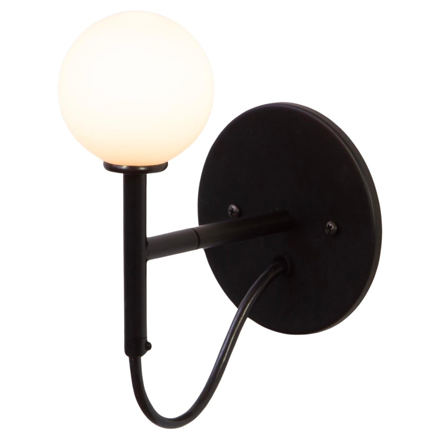 Loop Wall Sconce by Research.Lighting, Black, White Glass, Made to Order