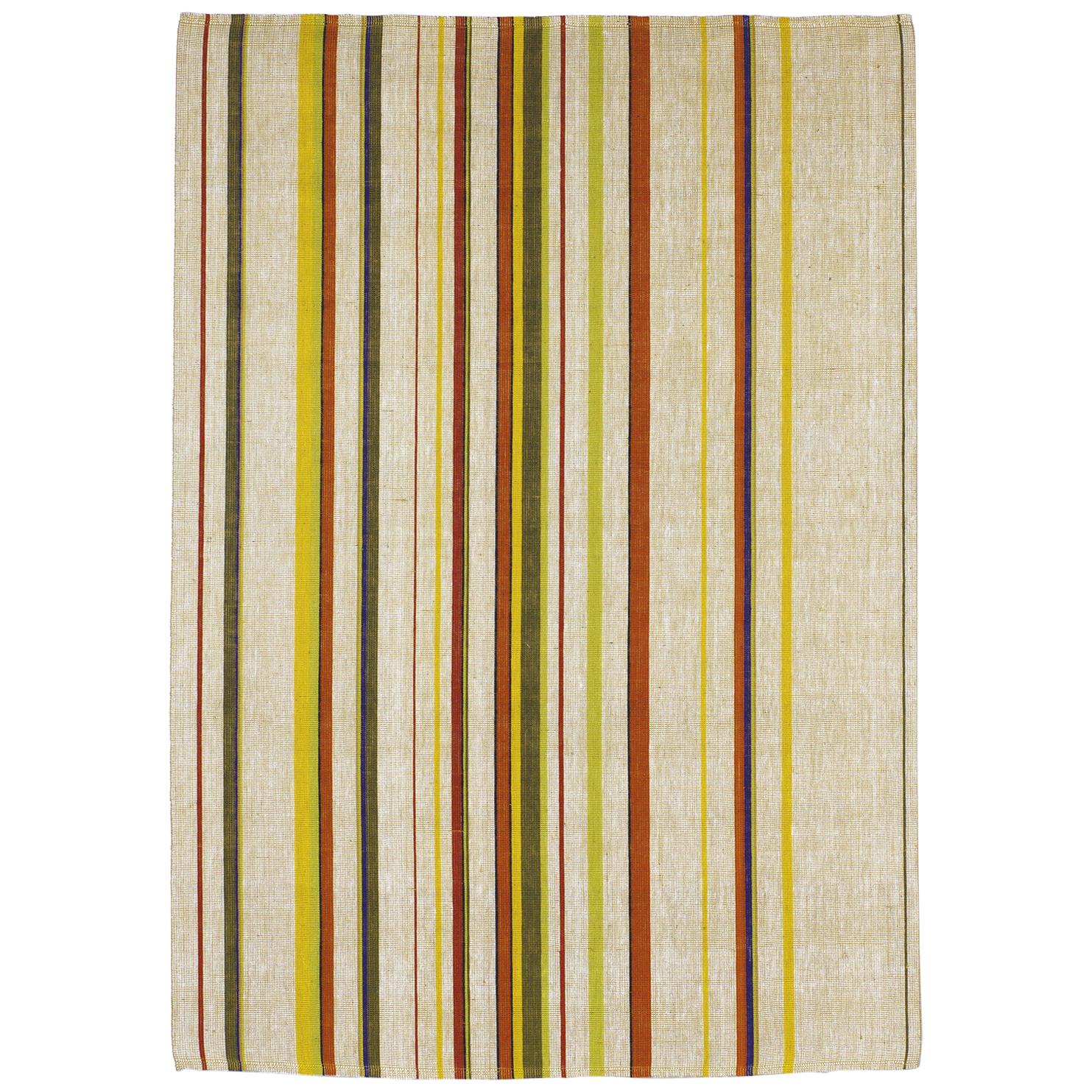 Contemporary Thin Striped Multi-Color Jute Rug by Deanna Comellini 170x240cm 