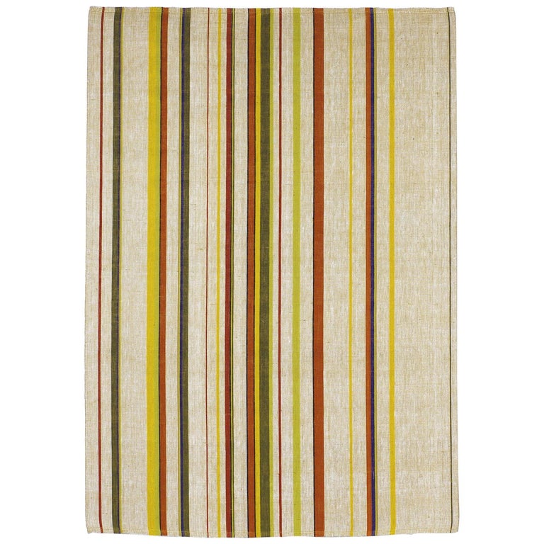 Contemporary Thin Striped MultiColor Jute Rug by Deanna Comellini