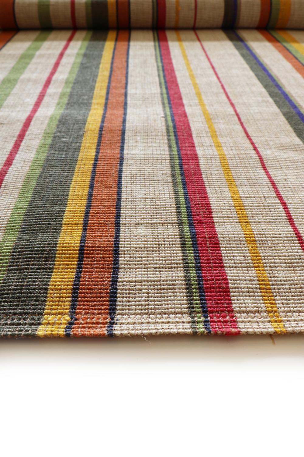 Contemporary 21st Cent Striped Natural Fibers Rug by Deanna Comellini In Stock 200x300 cm For Sale