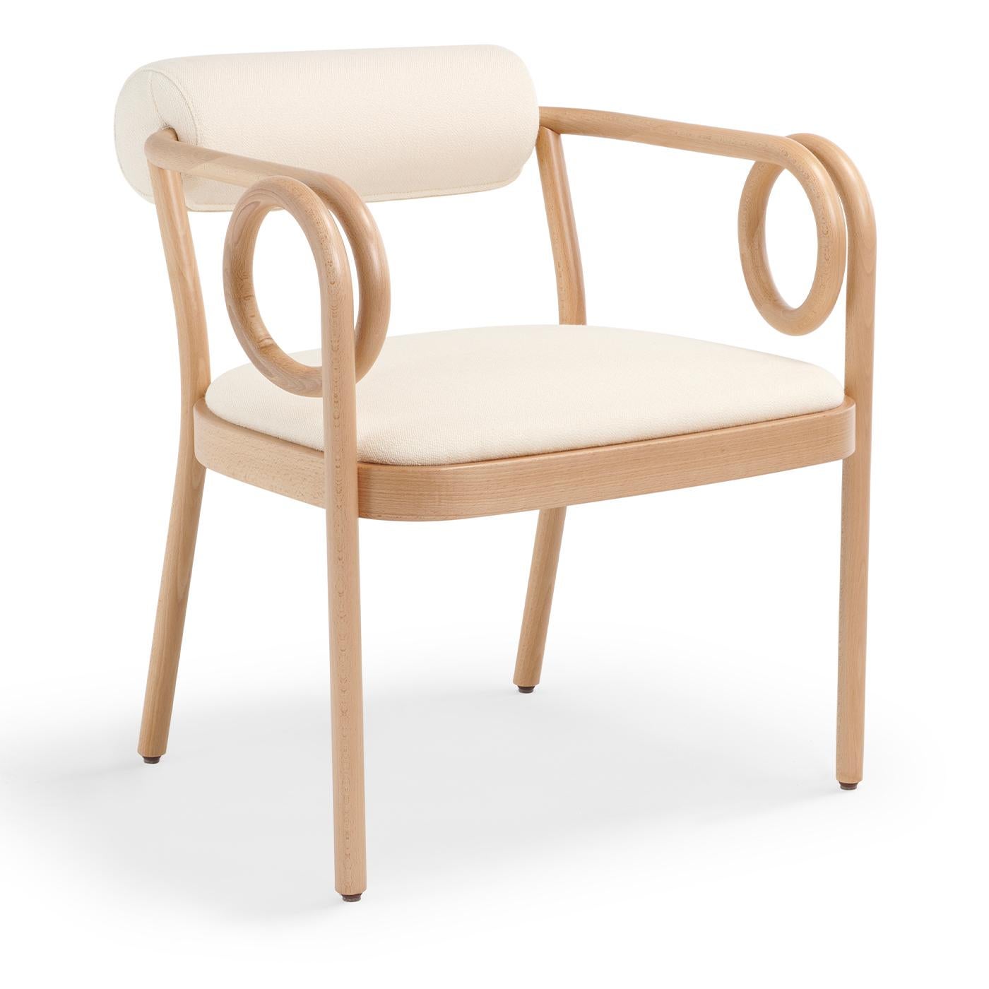 Wood Loop White Chair by India Mahdavi For Sale
