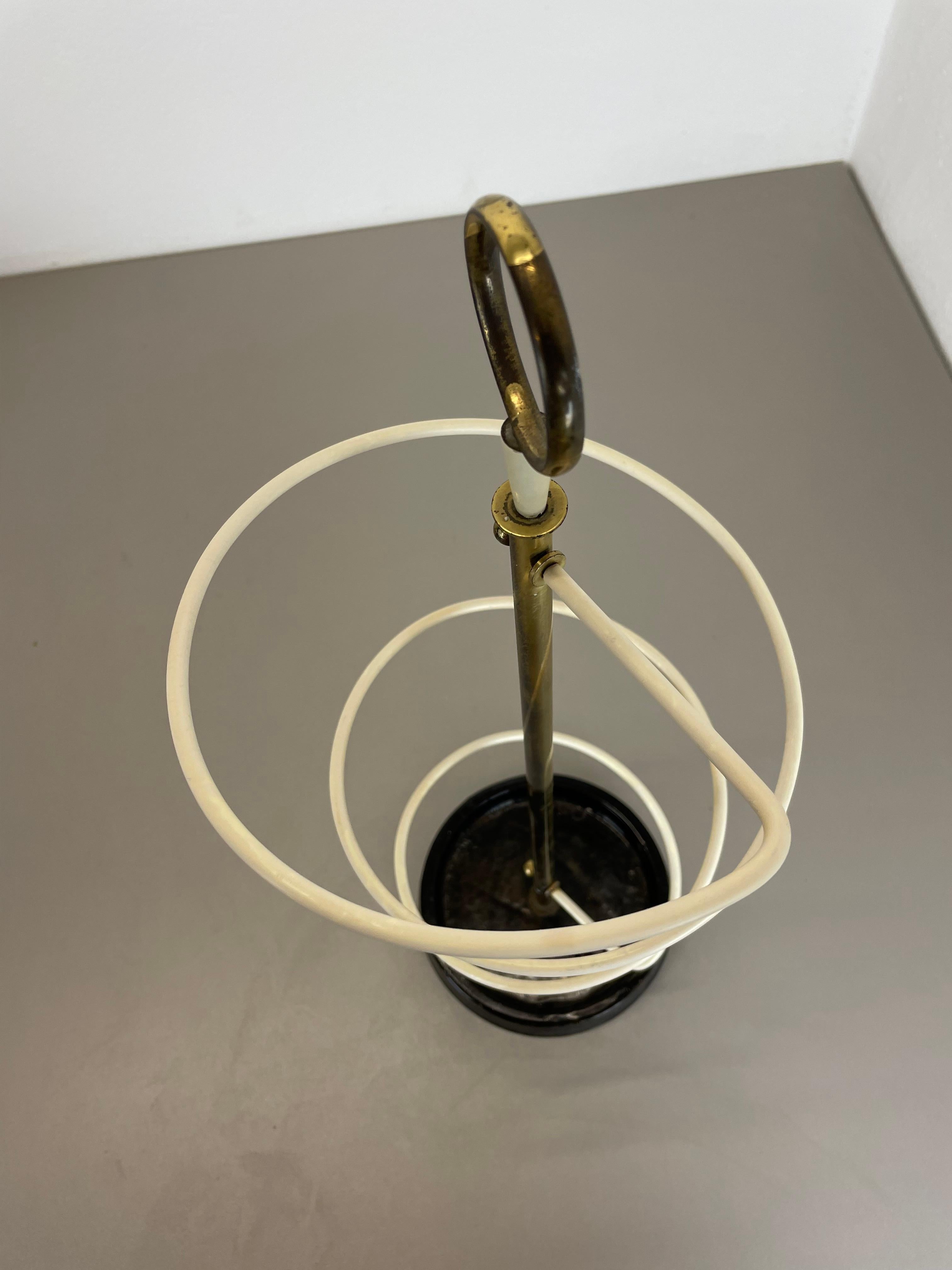 looped form Metal Brass Umbrella Stand by Vereinigte Werkstätten, Germany 1950s 13