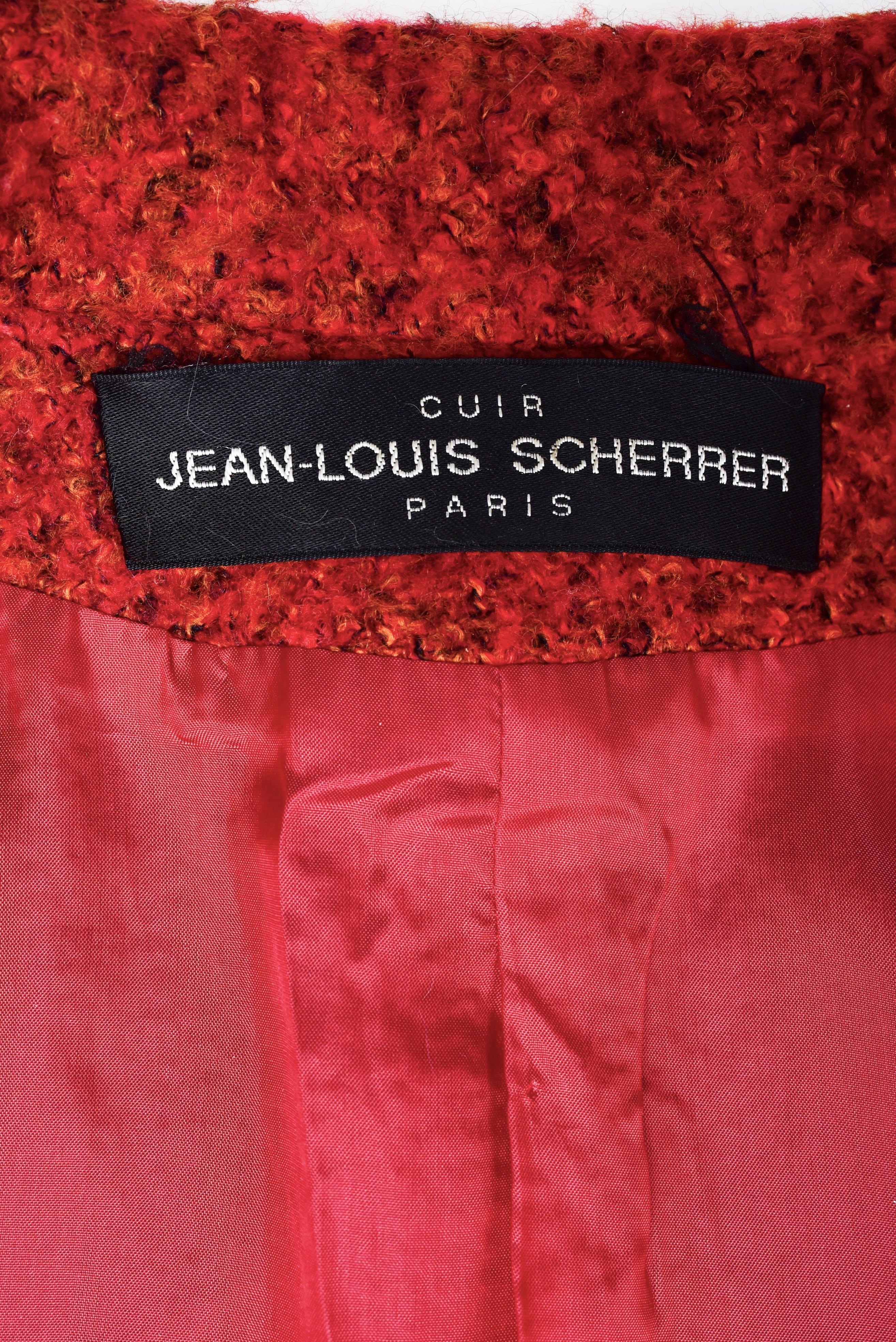 Looped wool and leather jacket by Jean-Louis Sherrer  French Circa 2000 - 2010 In Good Condition For Sale In Toulon, FR