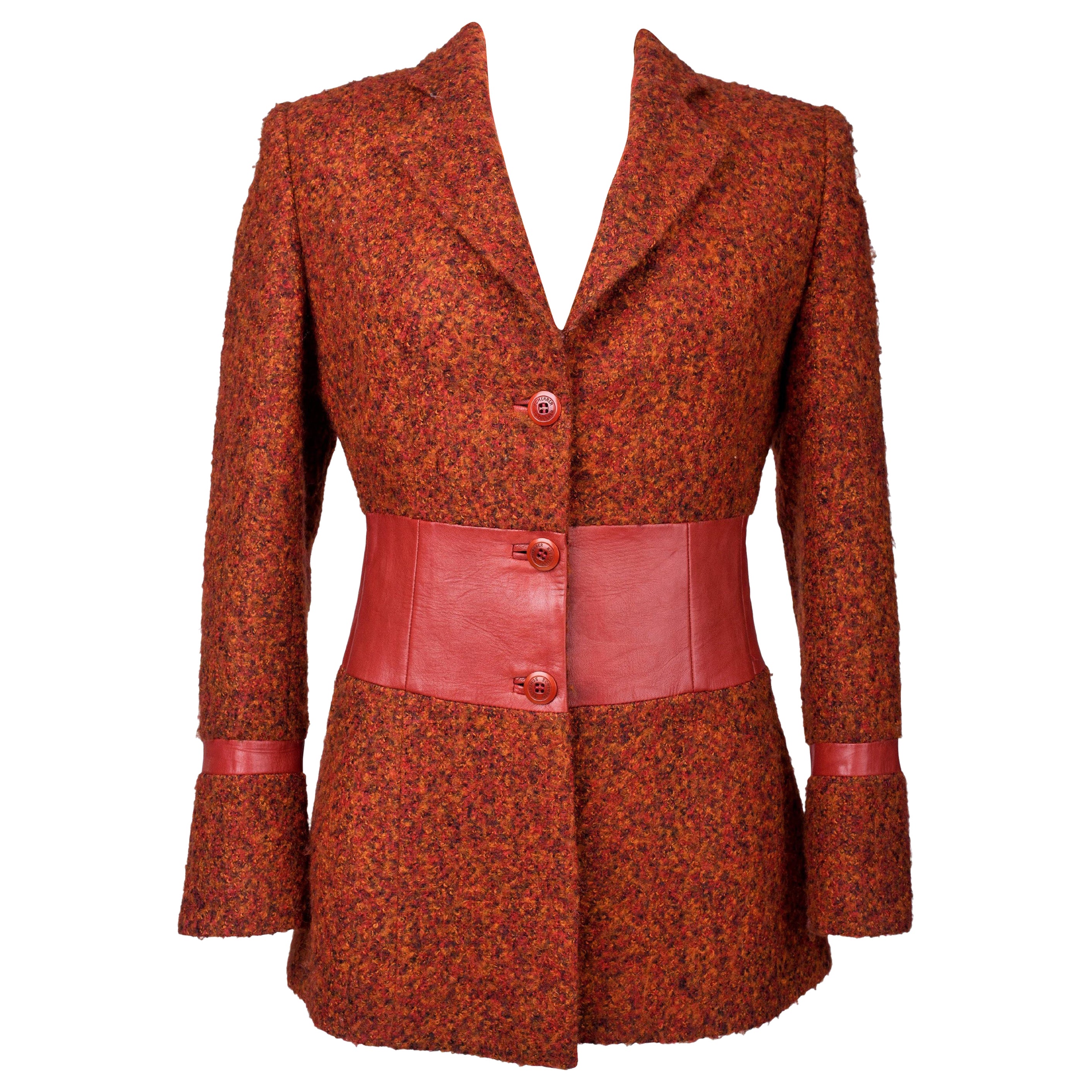 Chaqueta de lana y cuero con lazada de Jean Louis Sherrer  Francés Circa 2000 - 2010