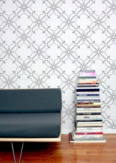 Loops Designer Wallpaper in Oreo 'Black on Soft White'