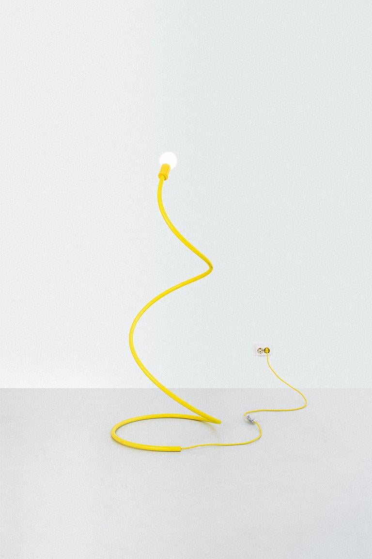 Graphic designers Mary Pelders and Pieter Vos wanted to create a super-functional lamp that could spread happiness as well as light – an energetic counterpoint to the angular fun-suckers that proliferate in homes and offices. Made from lightweight