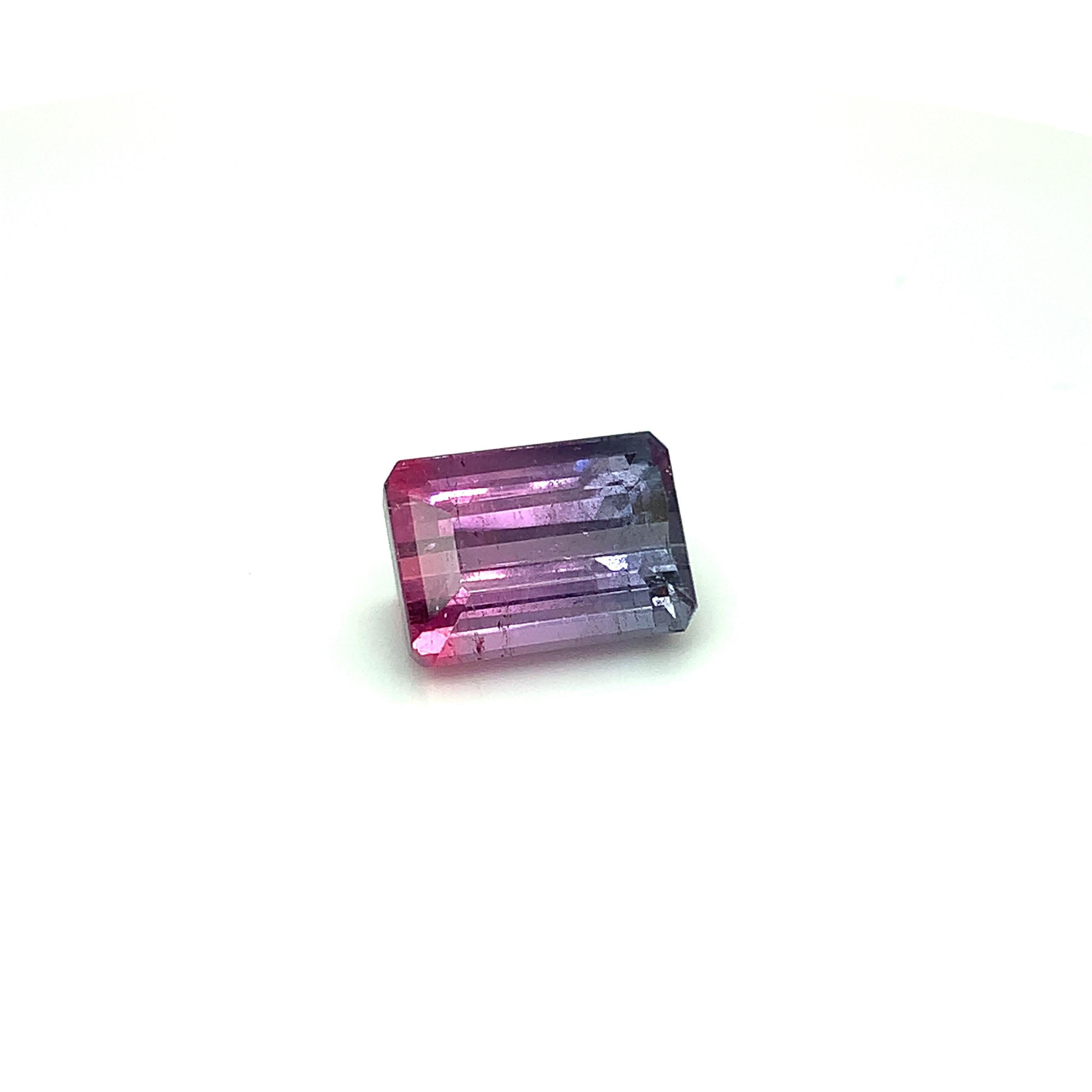 Artisan 10.90 Carat Parti-Color Purple Pink Tourmaline, Loose Gemstone For Sale