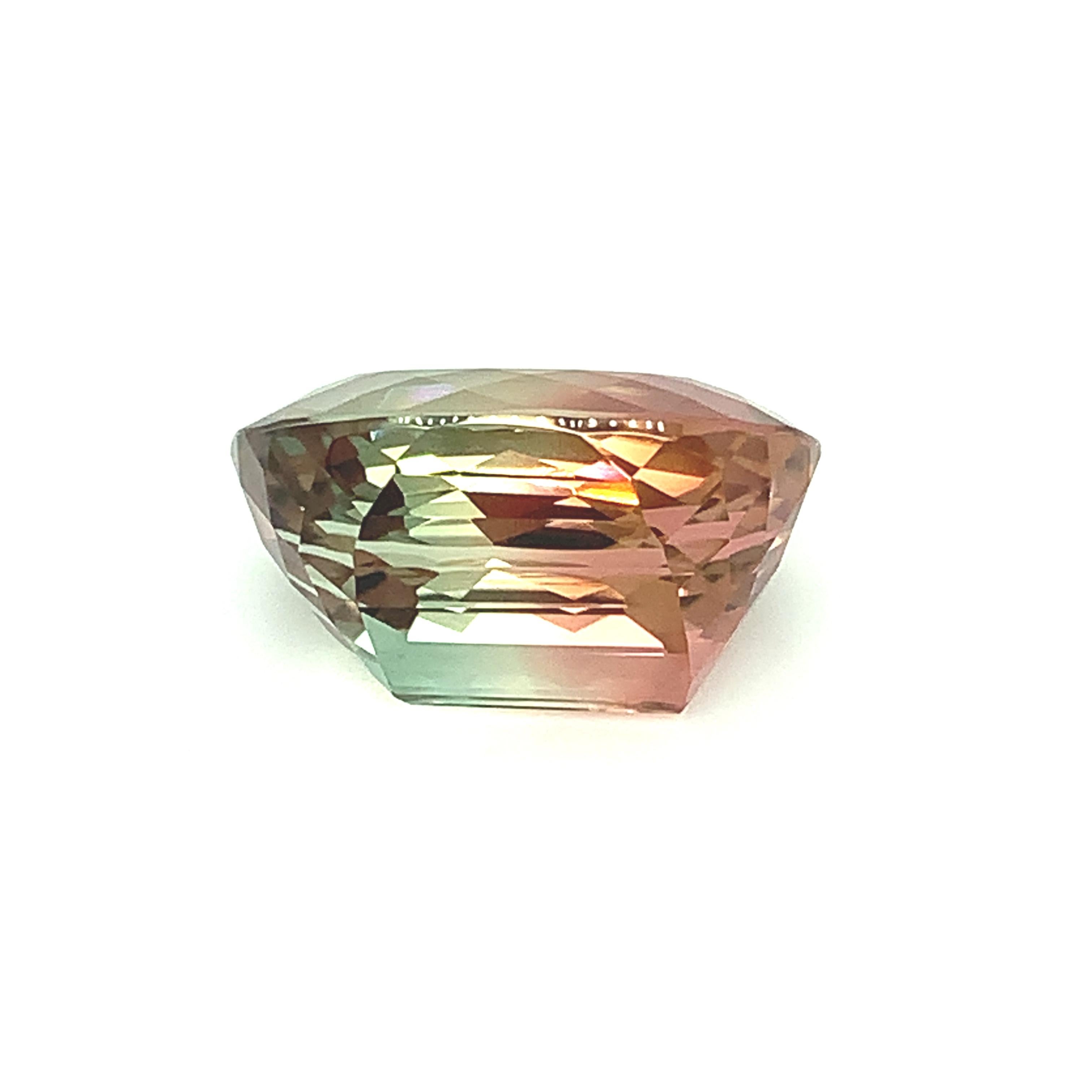 Artisan 33.40 Carat Bi-Color Tourmaline Oval, Unset Loose Gemstone For Sale