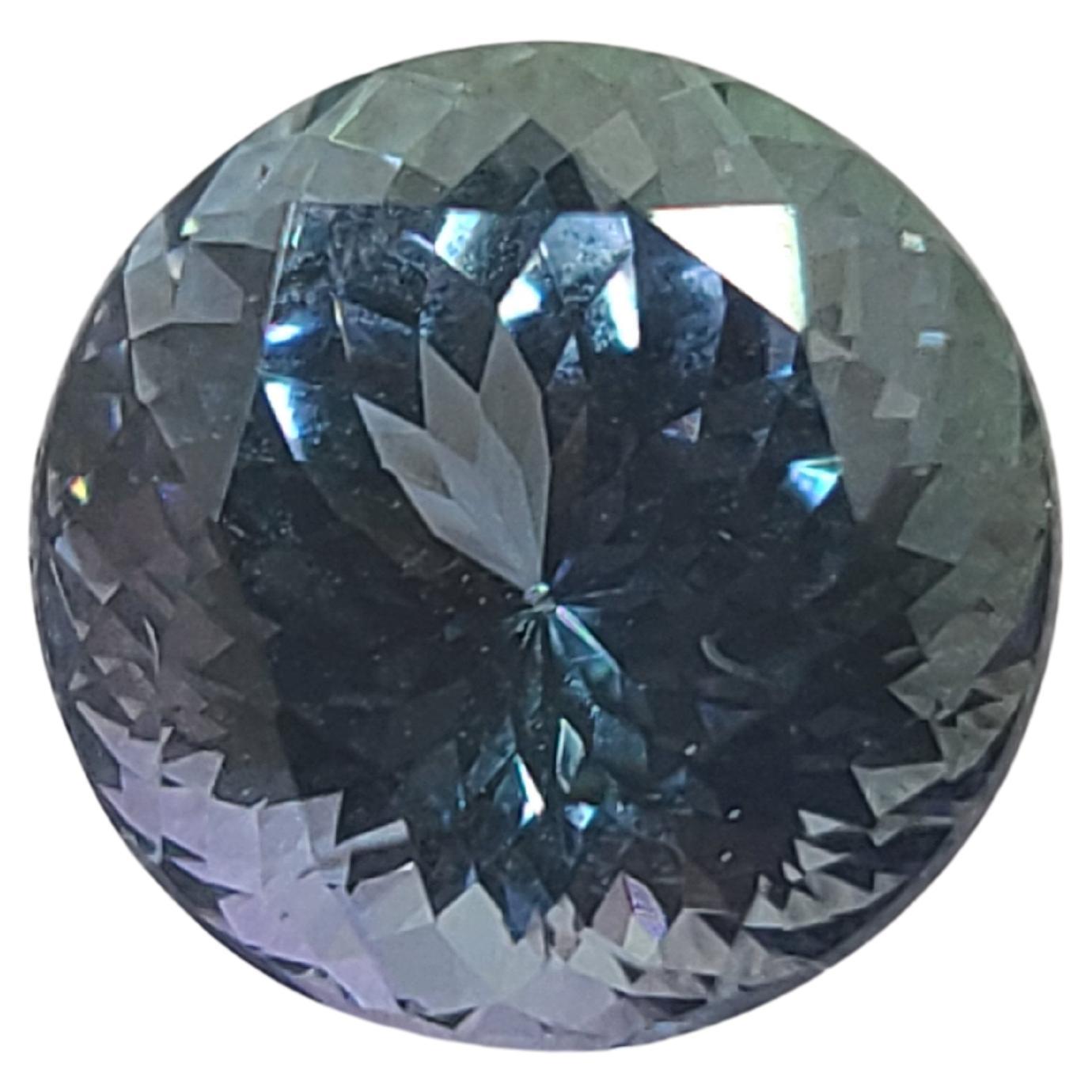 Tanzanite ronde à facettes de 5 carats de 10 mm, pierre unique non sertie en vente