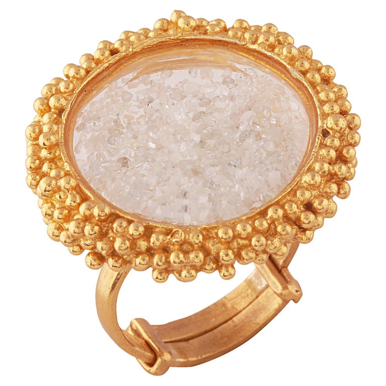 Loose Diamond Adjustable Ring with Granulated Gold Detailing For Sale ...