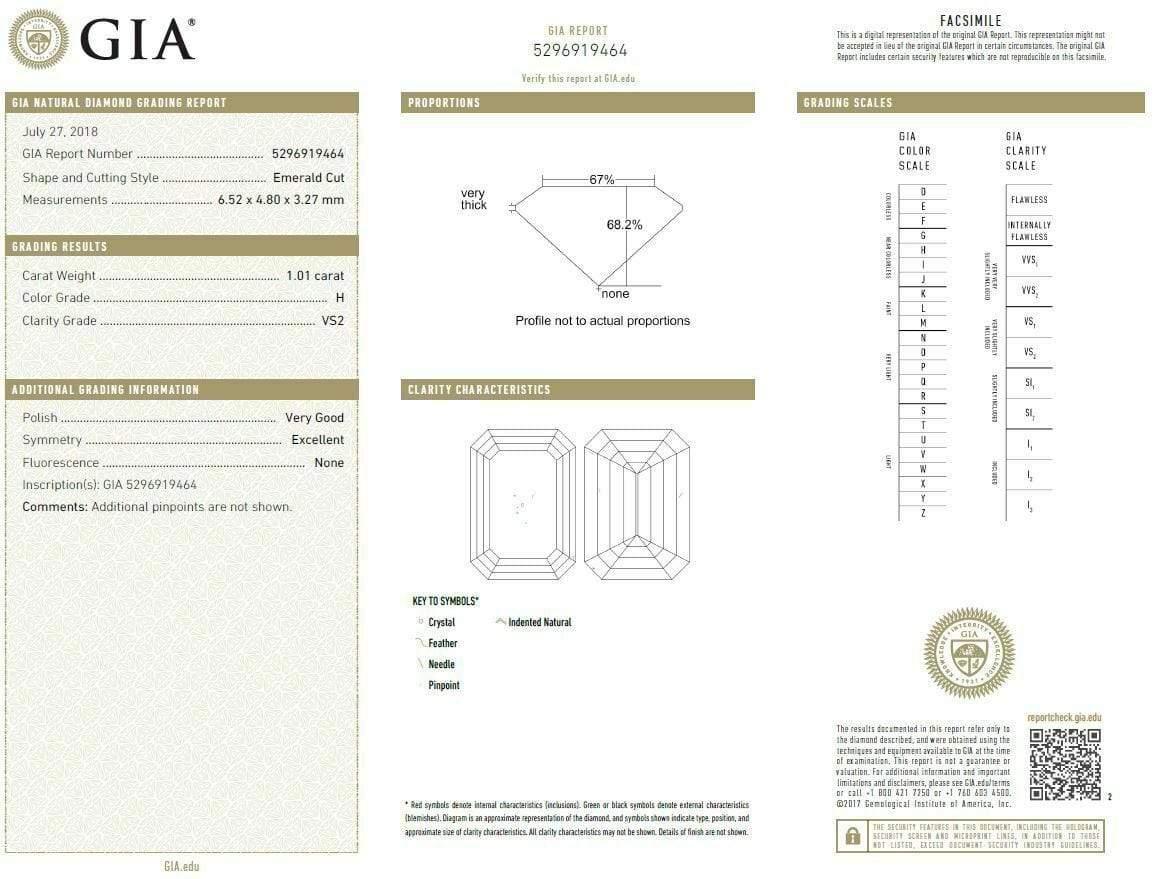 Loose Diamond, 1.01ct, GIA Certified, Emerald Cut

Emerald Cut
GIA Certified
Weight: 1.01ct
Clarity: VS2
Color: H
Measurements: 6.52 X 4.80 X 3.27 MM
GIA Inscribed

Condition:
Offered for your consideration is a previously owned emerald cut loose