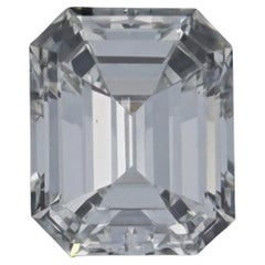 Solitaire non serti, taille émeraude 1,53 carat, certifié GIA H VS2