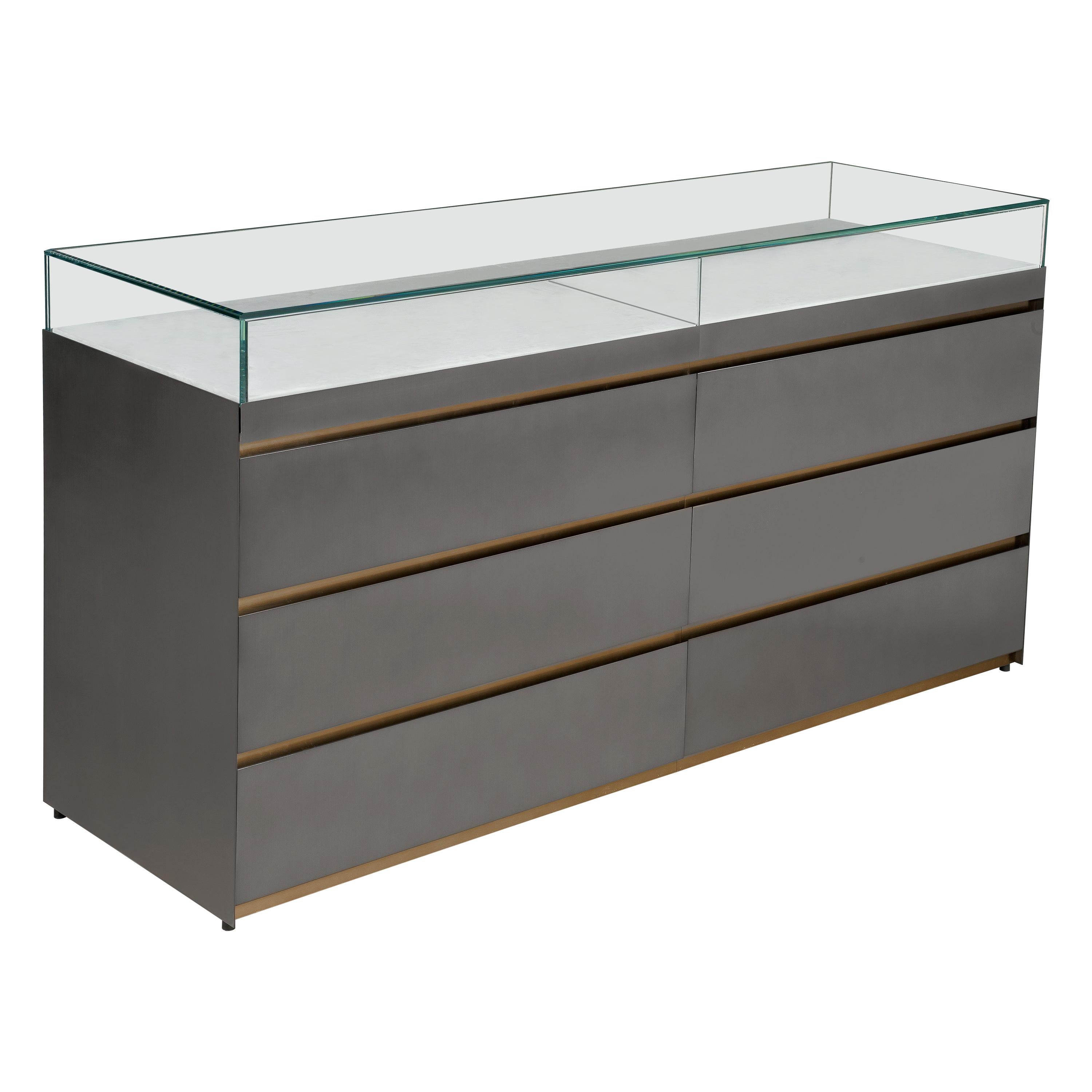 Loose, Drawers Showcases with Metal Structure For Sale