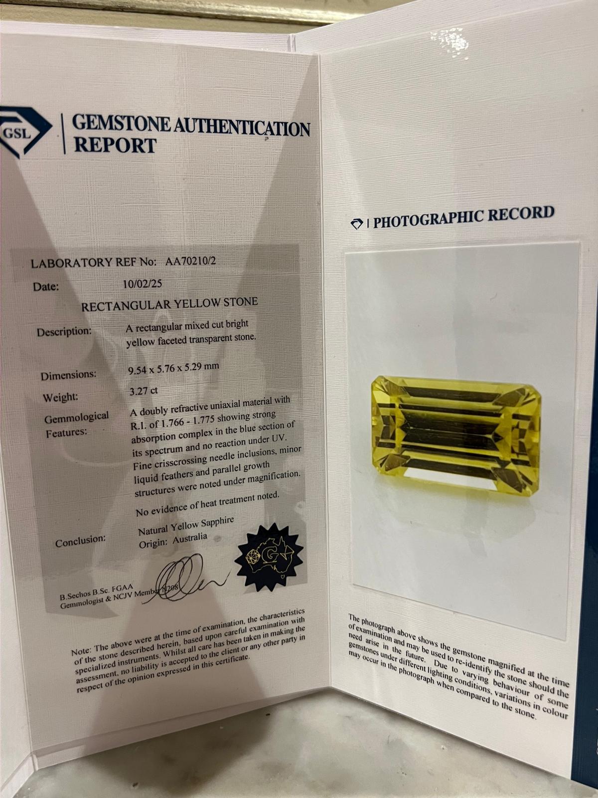 Loose Emerald-Cut Natural Yellow Sapphire 3.27ct For Sale 7