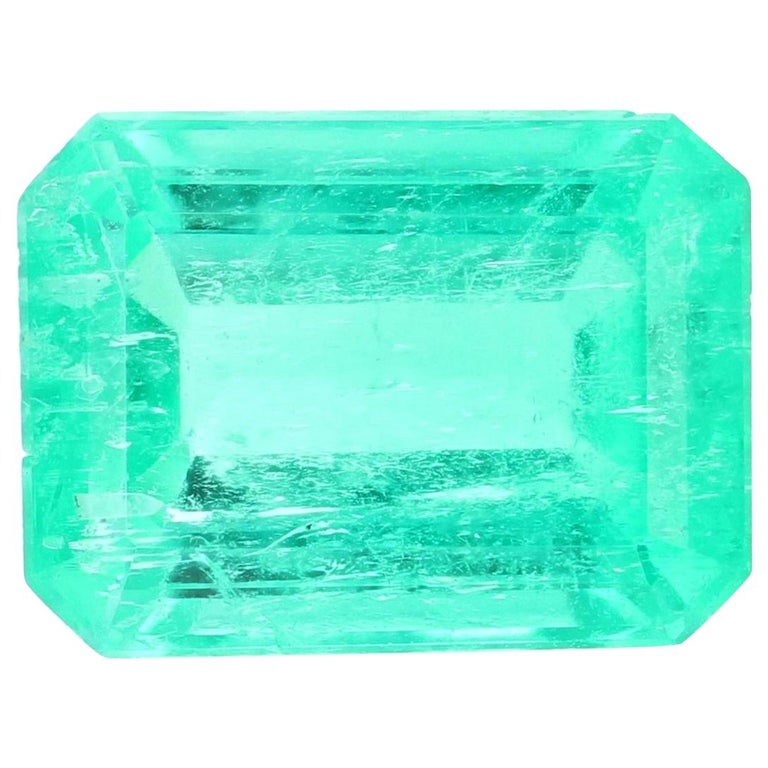 Loose Emerald, Emerald Cut 2.08 Carat GIA Green Solitaire For Sale at