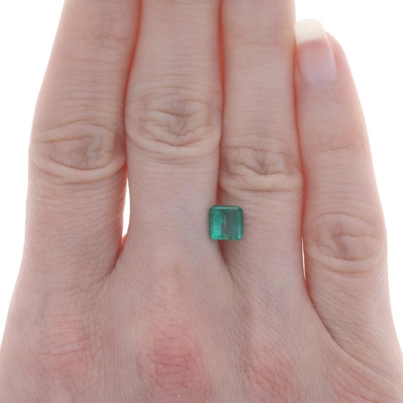 Loser Smaragd - Quadratischer 1,18ct GIA Grüner Solitär (Smaragdschliff) im Angebot