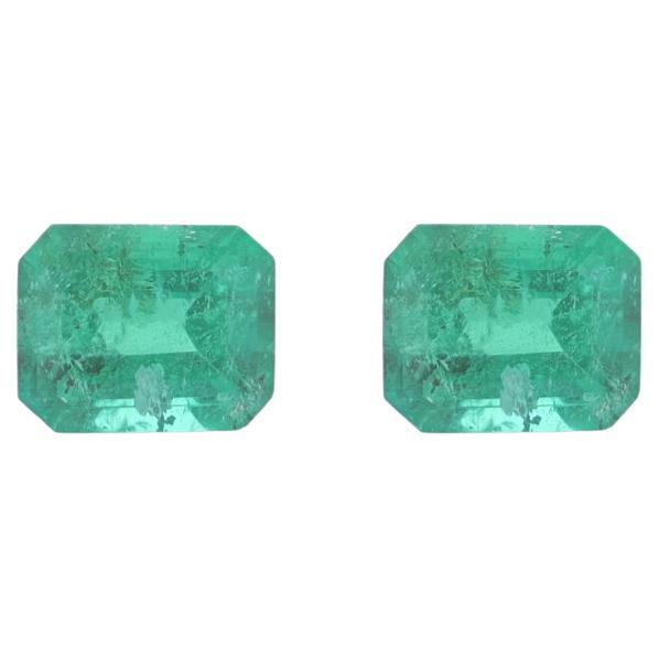 Emeraudes en vrac - Emerald Cut .71ctw Green Matched Pair en vente