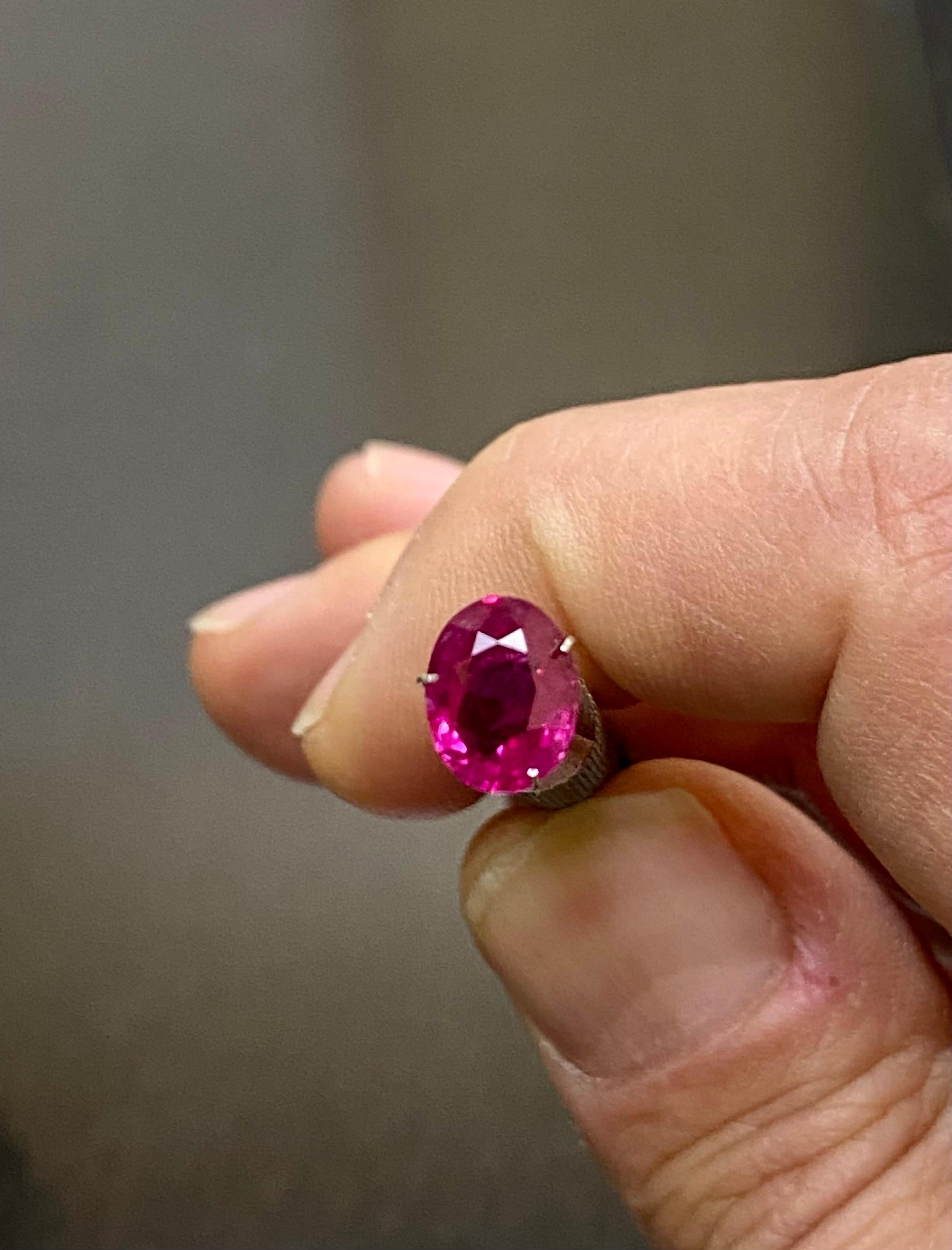 Oval Cut Loose Heat Treated GIA Certified 2.49 Carat Oval Burmese Ruby  For Sale