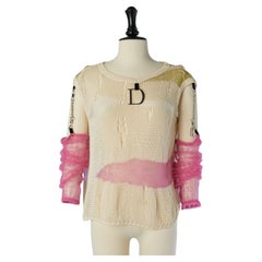 Loose knit sweater with pink mohair sleeves Christian Dior by John Galliano