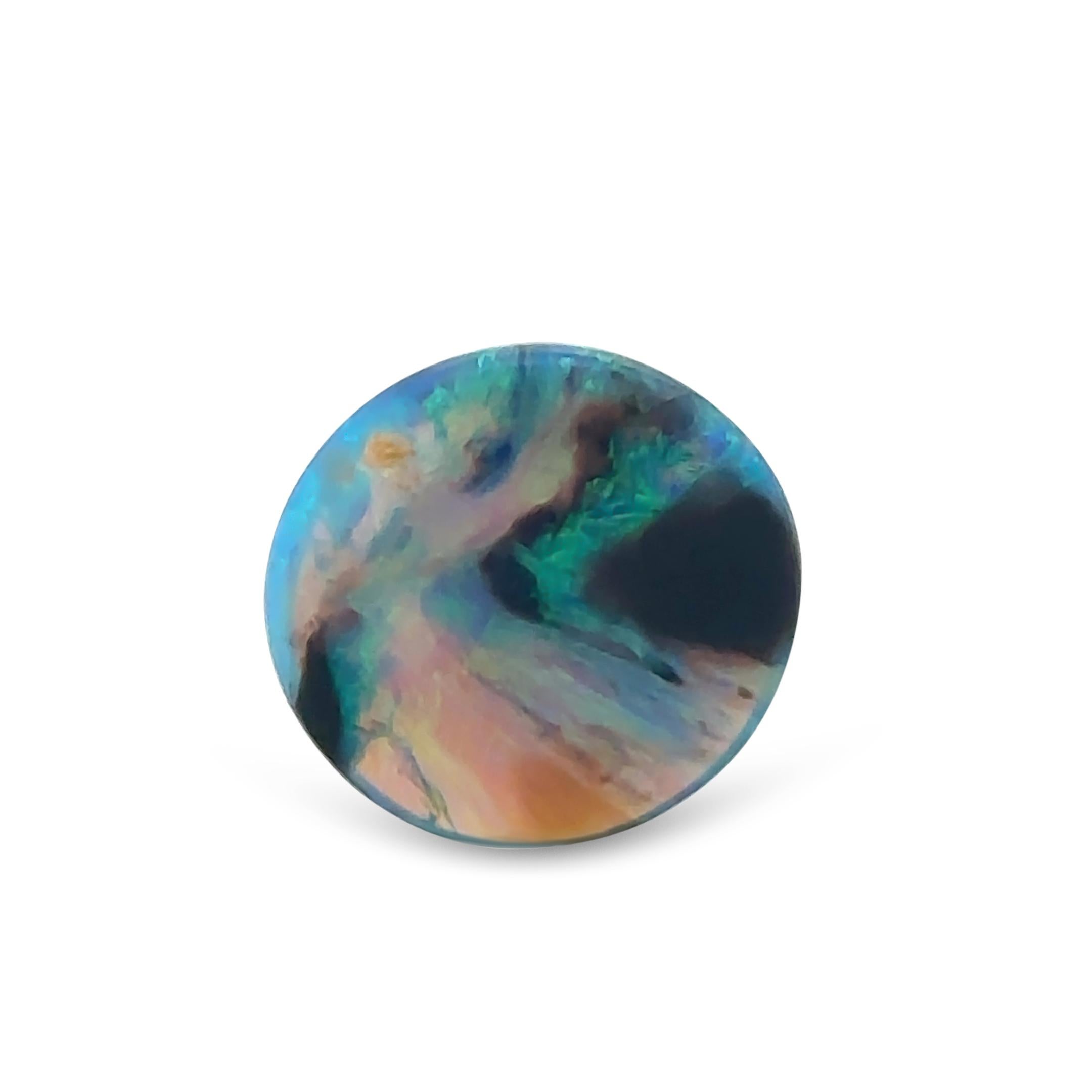 Taglio rotondo Opale nero tondo sciolto Lightning Ridge 5,15ct- Verde/Blu a flusso continuo in vendita