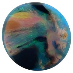 Loose Round Lightning Ridge Black Opal 5.15ct– Green/Blue Flowing Pattern