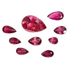 Loose Rubellite Tourmaline Lot, 9 Unset Pear Cut Gemstones, 13.18 Carat Total