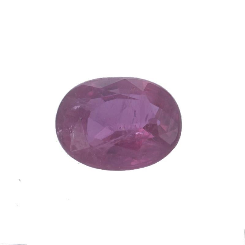 Treatment: Heating
Carat(s): .81ct
Cut: Oval
Color: Pinkish Red
Size: (mm) 6.09 x 4.62 x 2.94

Condition: New 