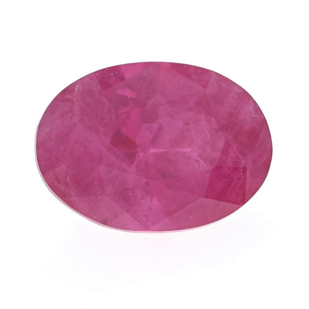 Loose Ruby, Oval Cut .95 Carat Pinkish Red Solitaire In New Condition For Sale In Greensboro, NC
