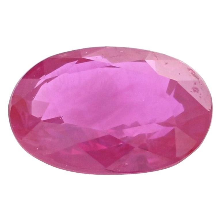 Loose Ruby, Oval Cut .99 Carat Pinkish Red Solitaire For Sale