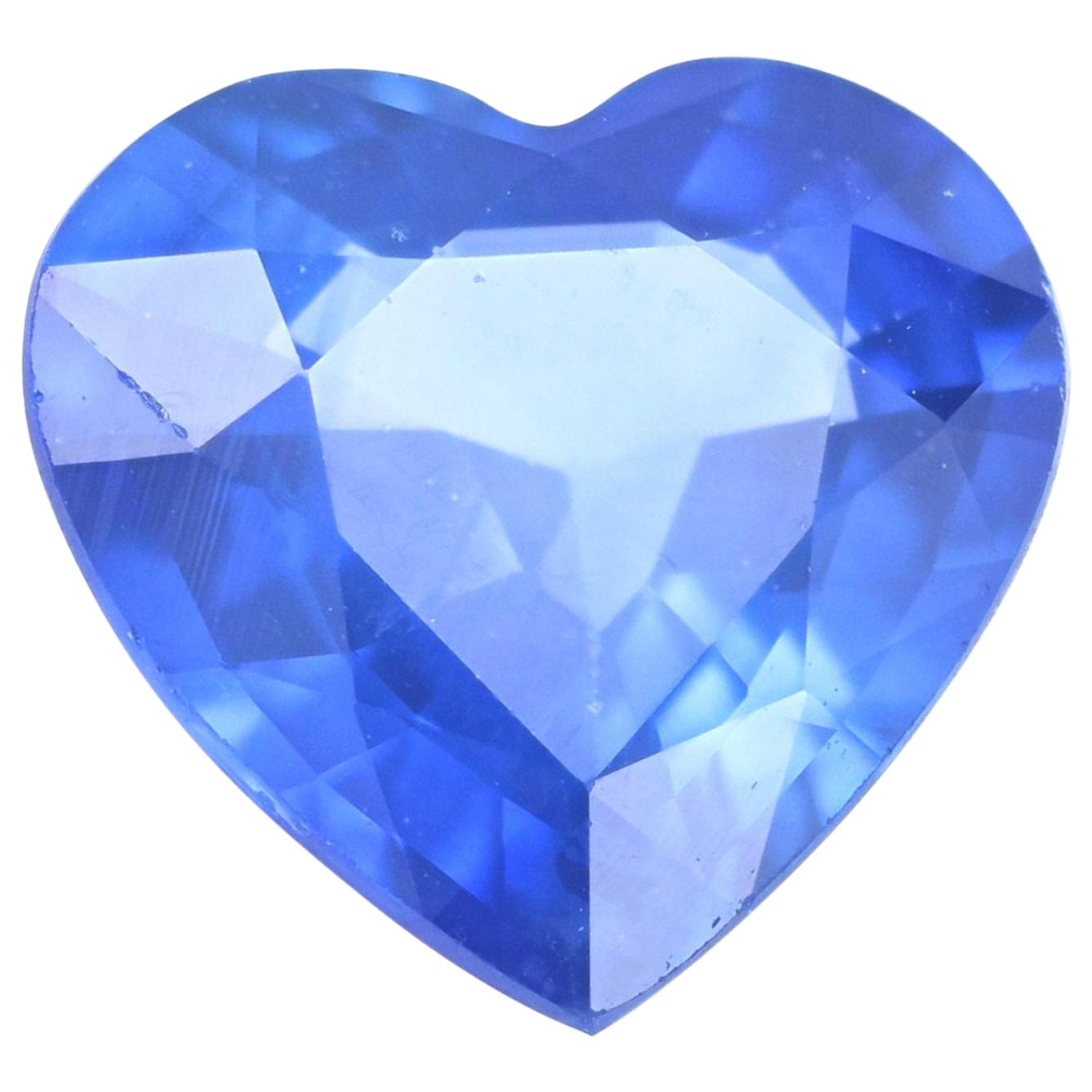 Loose Sapphire, Heart Cut 1.65 Carat Blue Solitaire For Sale