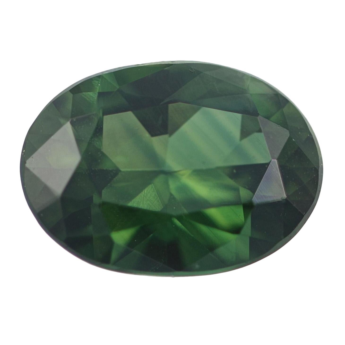 Loose Sapphire, Oval Cut 1.22 Carat Green Solitaire In New Condition For Sale In Greensboro, NC