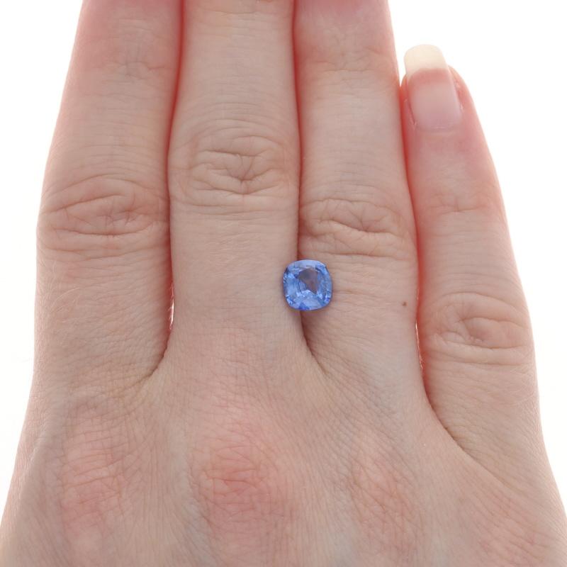 Saphir en vrac - Coussin carré 1.55ct GIA Blue Solitaire Neuf - En vente à Greensboro, NC
