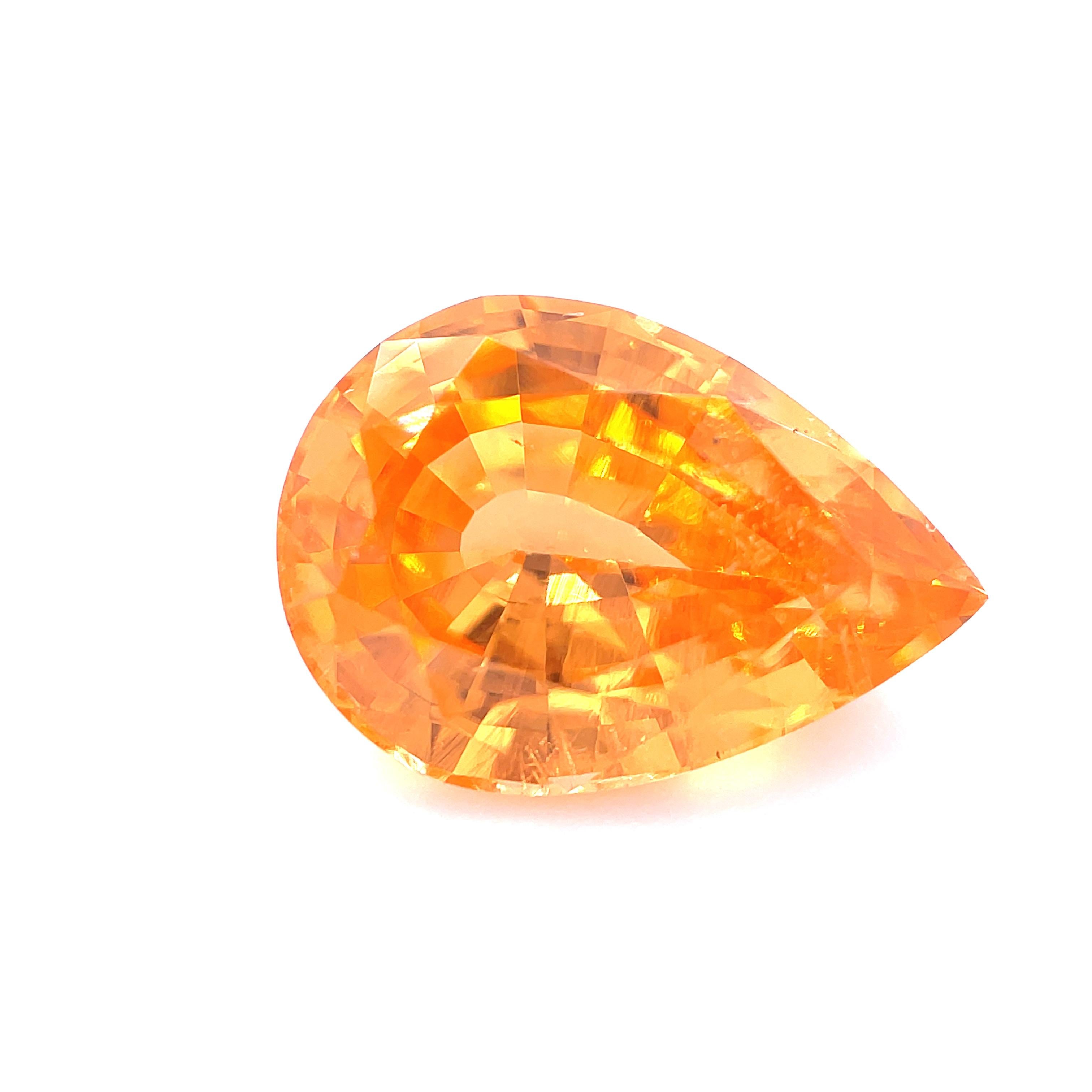 This 4.50 carat pear-shaped spessartite garnet is absolutely spectacular and will make a stunning ring or pendant! Spessartite is a variety of January's birthstone that, while unfamiliar to many, is highly prized by gemstone collectors. The finest