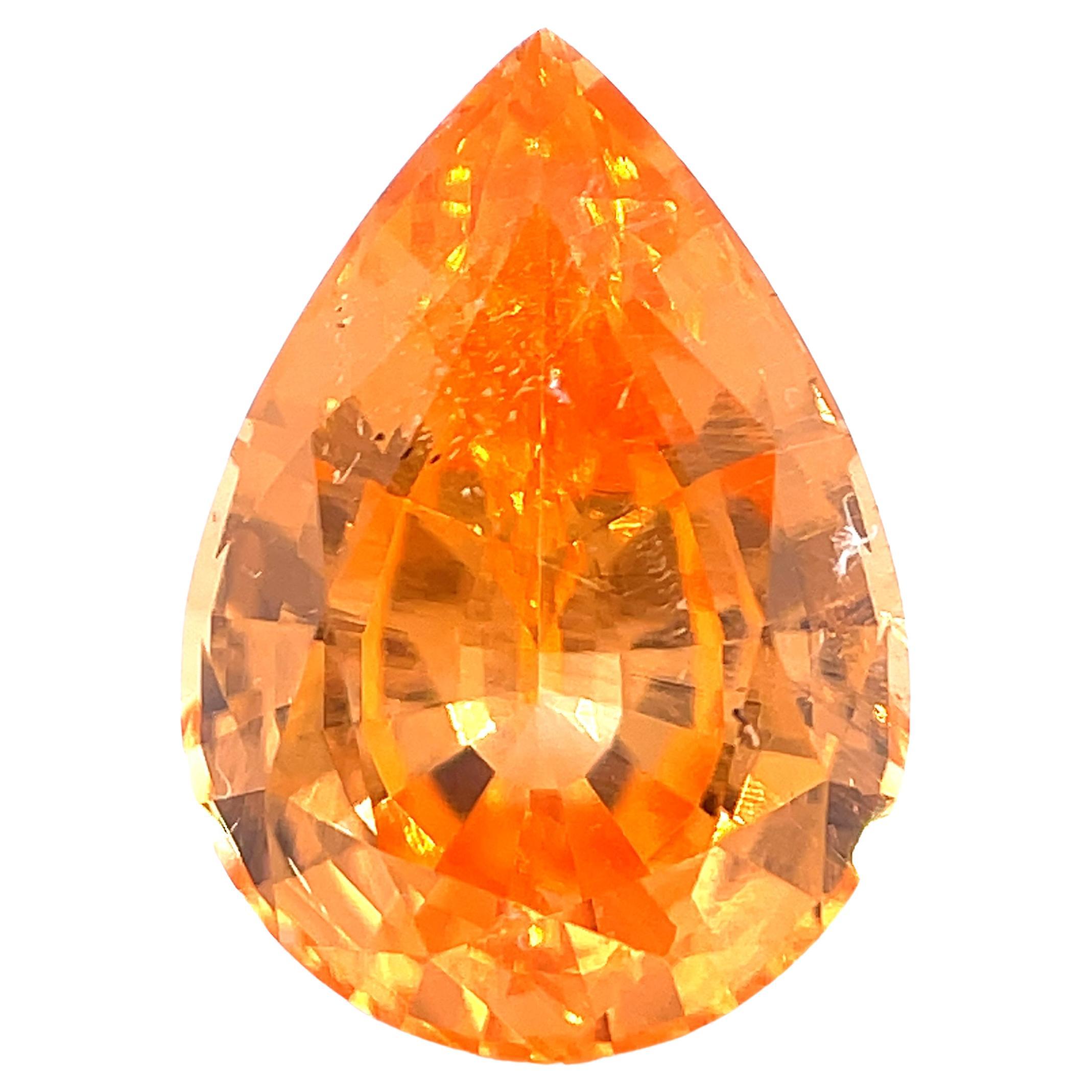 Loose Spessartite Mandarin Garnet, 4.50 Carat Pear Shape Gem for Ring, Pendant For Sale