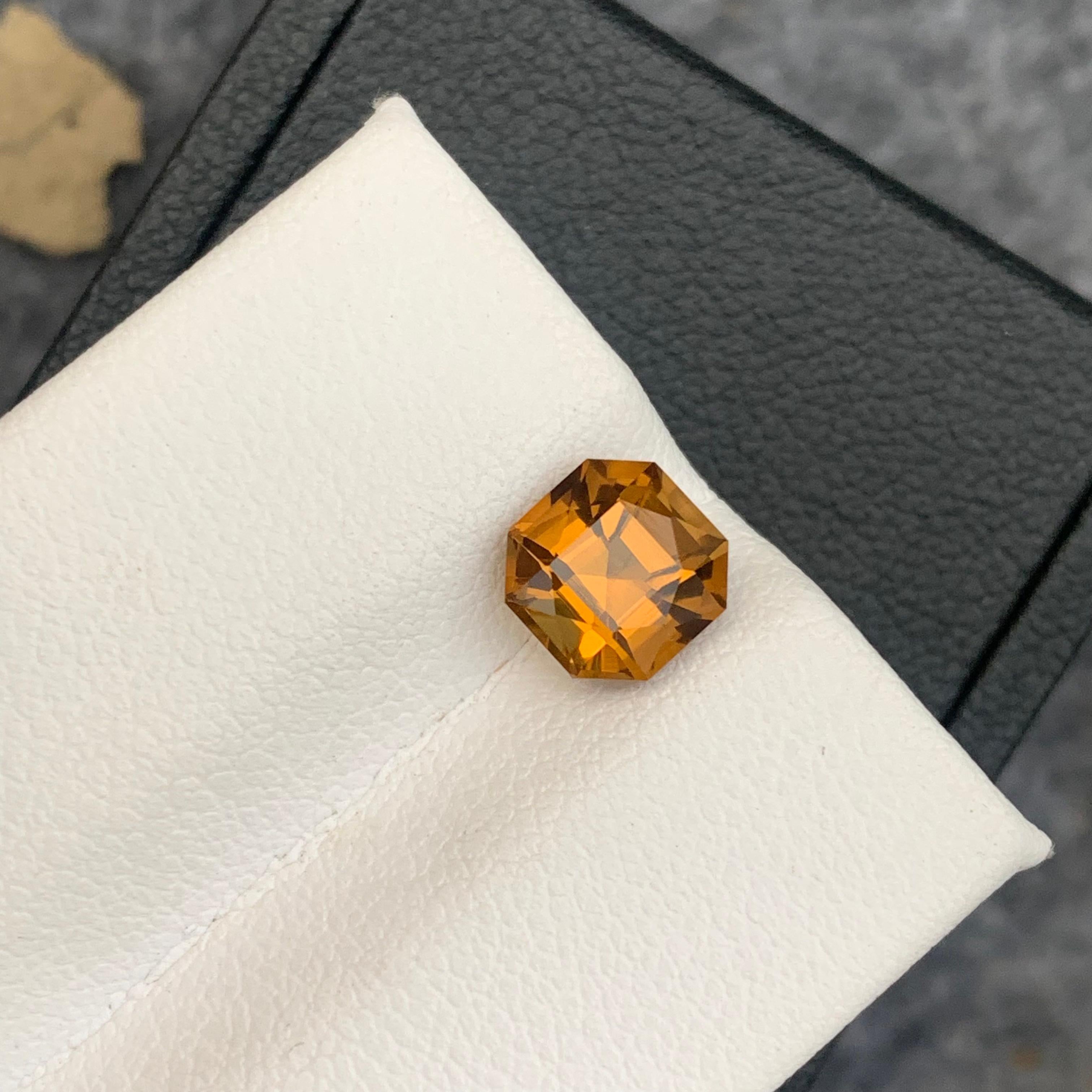 Square Cut Loose Yellow Citrine Ocatagon Square Square 1.50 Carat For Ring Jewelry For Sale
