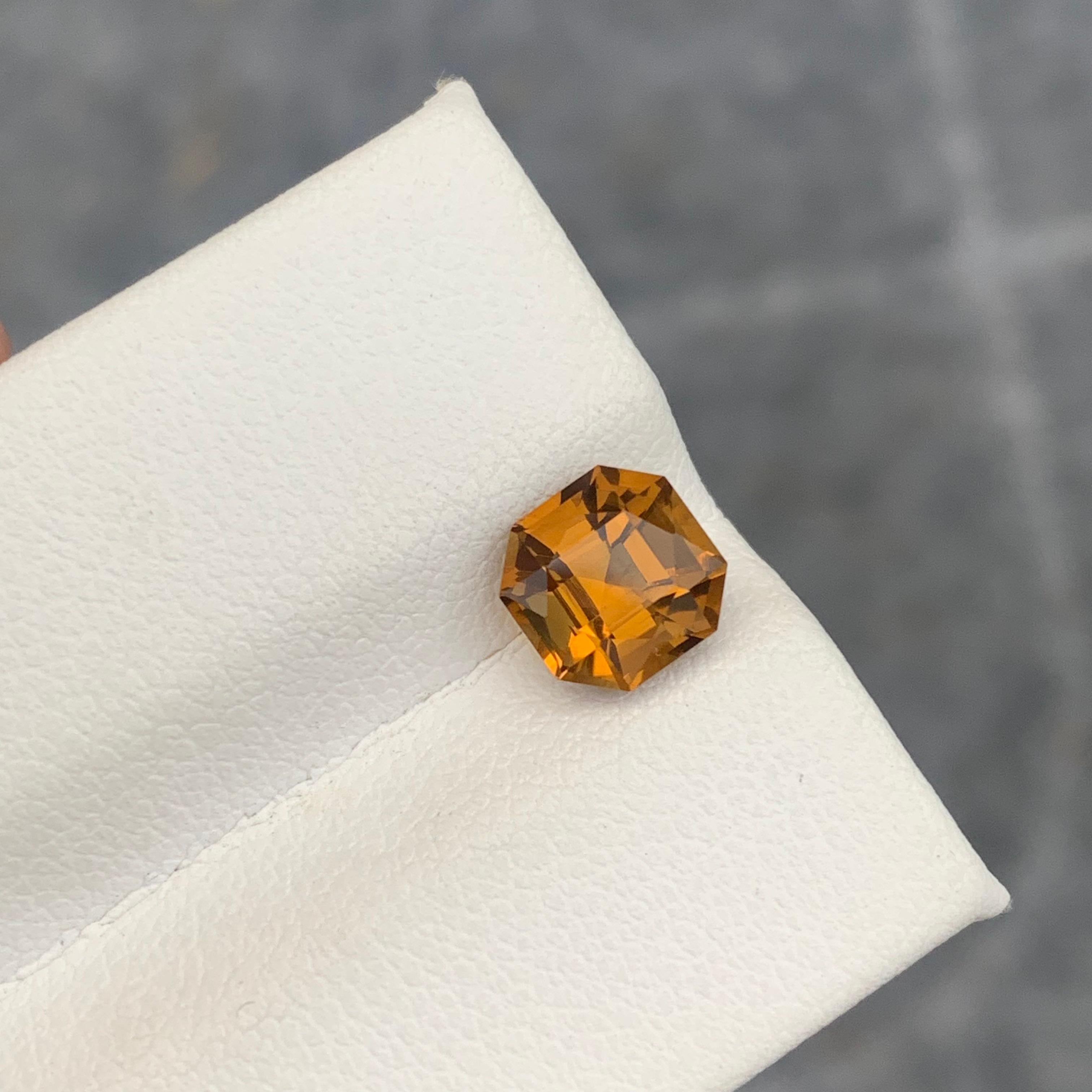 Women's or Men's Loose Yellow Citrine Ocatagon Square Square 1.50 Carat For Ring Jewelry For Sale