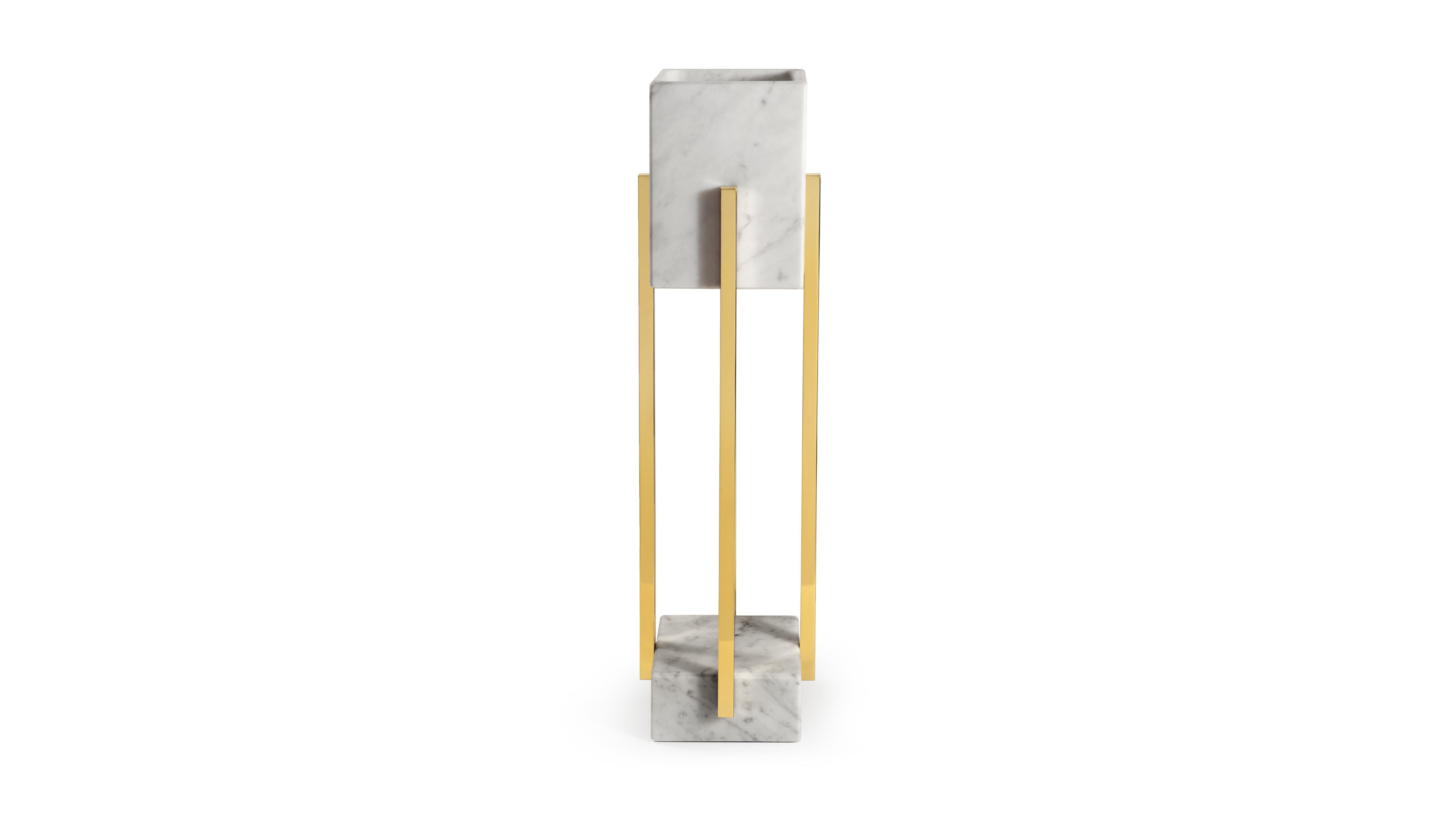 Post-Modern Looshaus Carrara Marble and Brass Table Lamp by InsidherLand For Sale