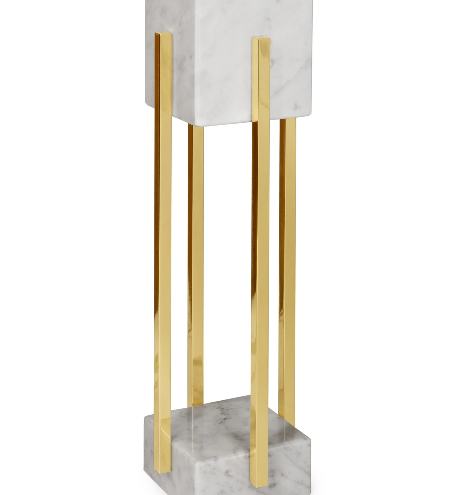 Portuguese Looshaus Carrara Marble and Brass Table Lamp by InsidherLand For Sale
