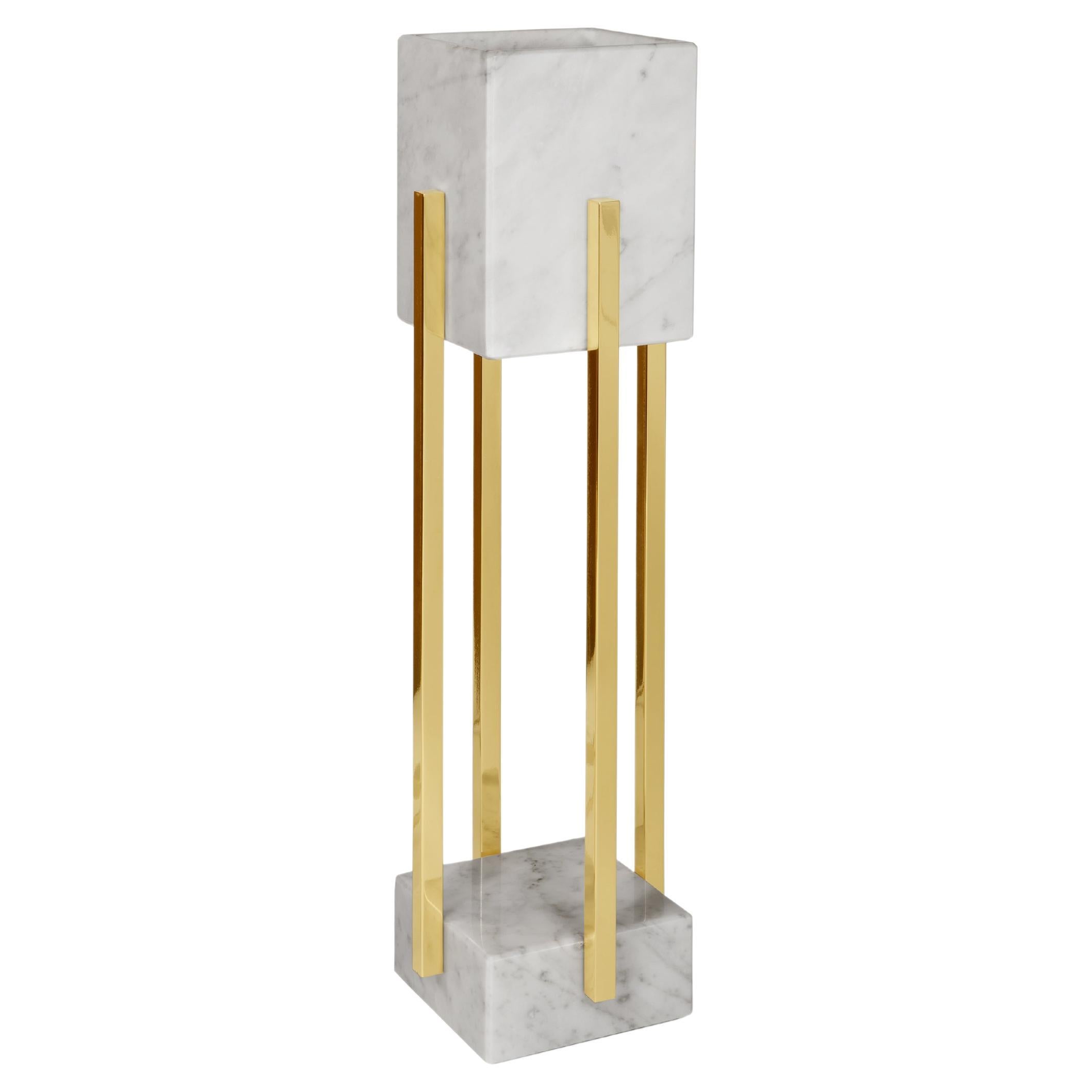Looshaus Carrara Marble and Brass Table Lamp by InsidherLand For Sale