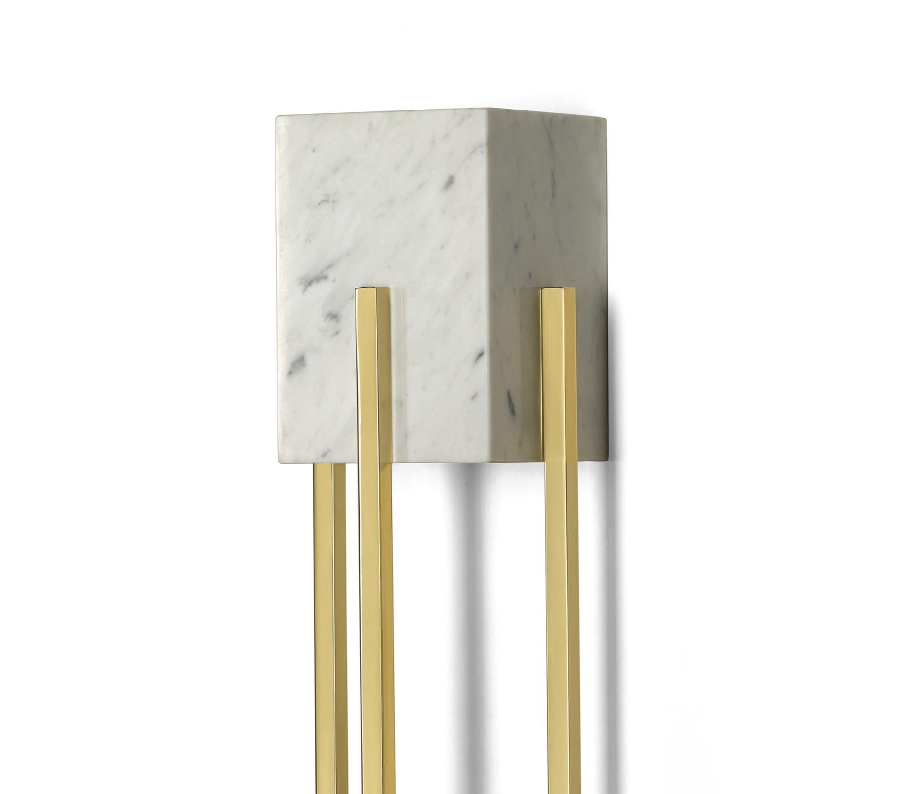 Portuguese Looshaus Carrara Marble and Brass Wall Lamp by InsidherLand For Sale