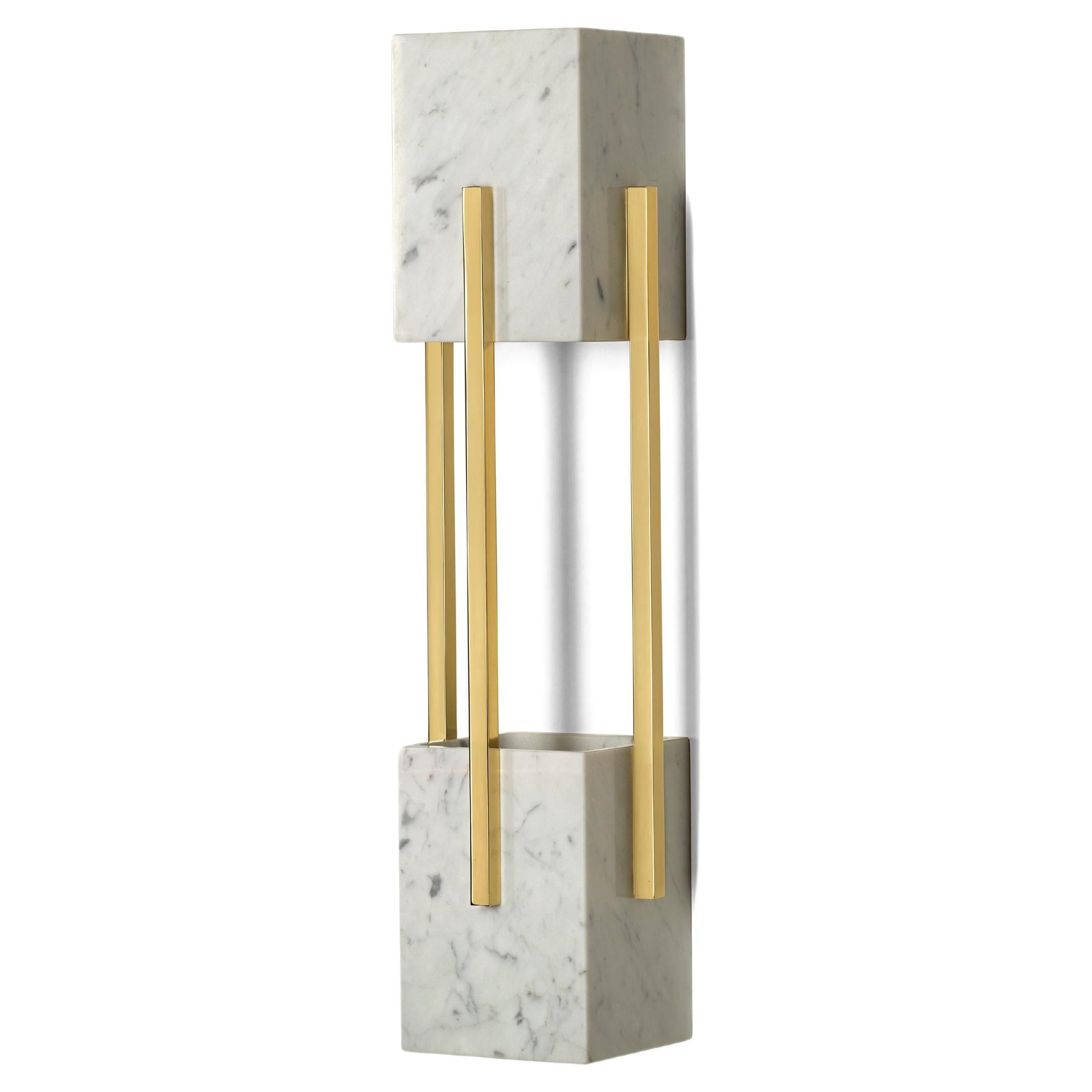 Looshaus Carrara Marble and Brass Wall Lamp by InsidherLand For Sale