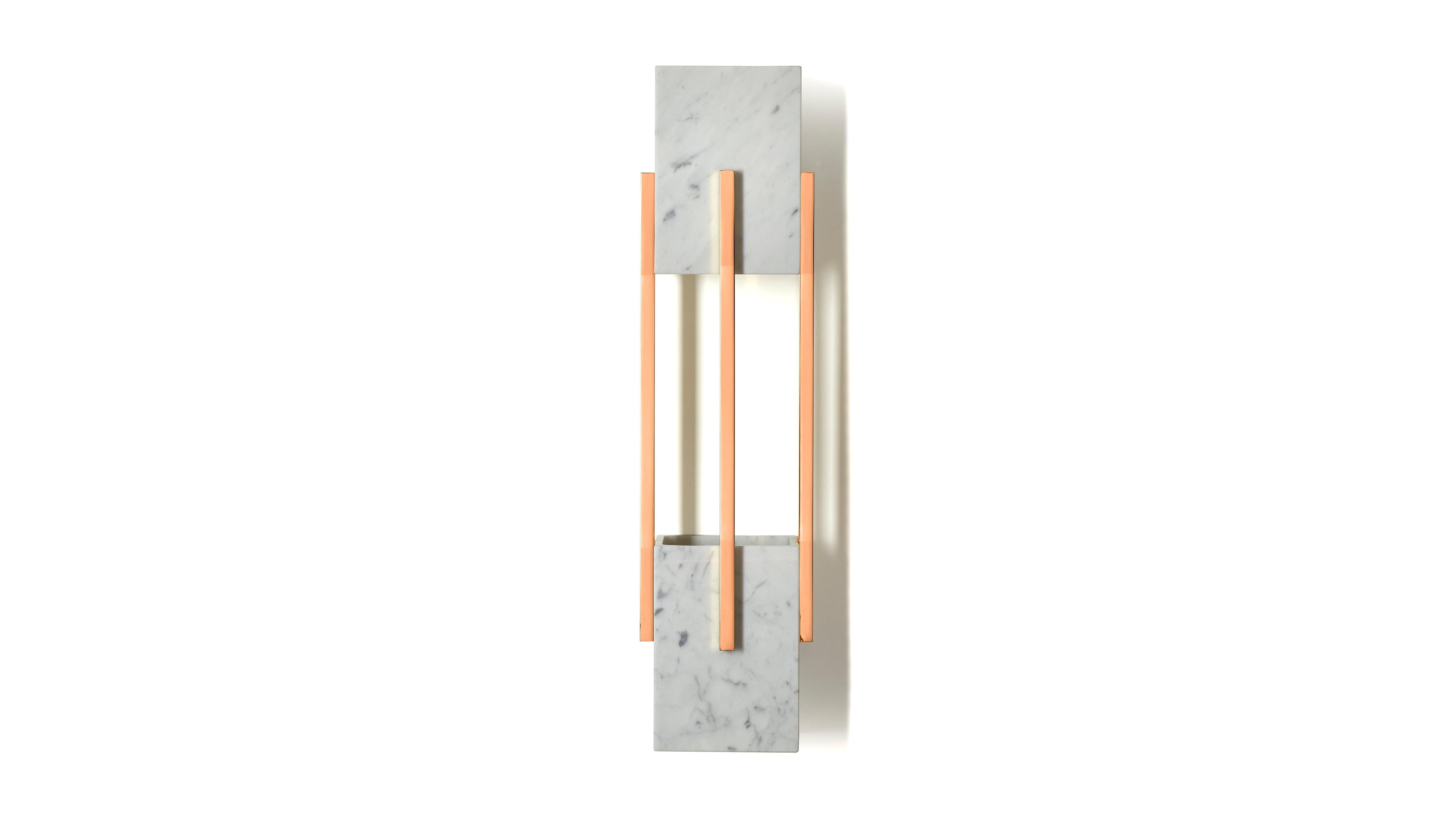 Post-Modern Looshaus Carrara Marble and Copper Wall Lamp by InsidherLand For Sale