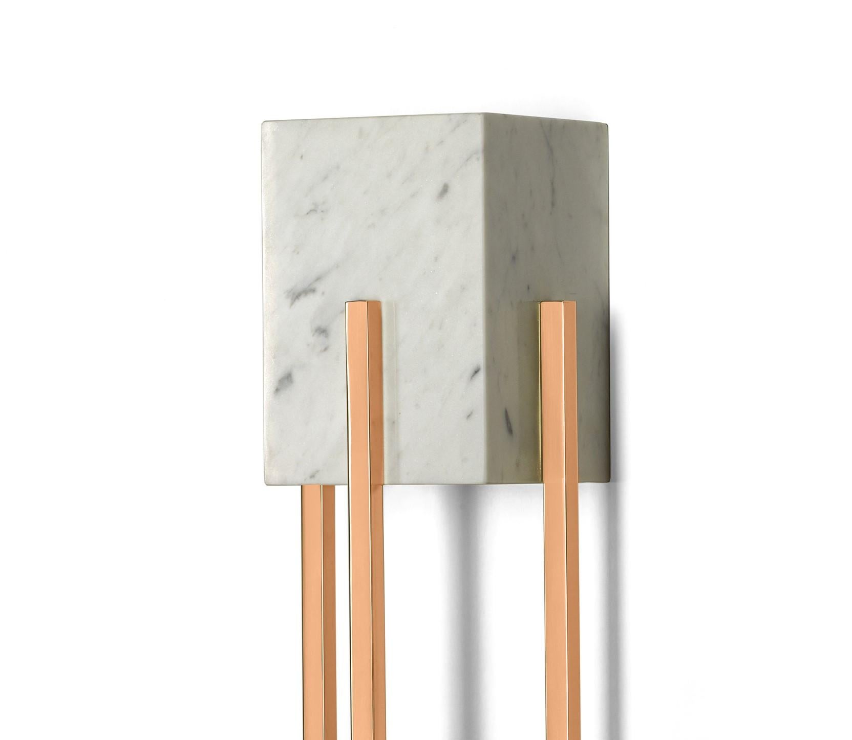 Portuguese Looshaus Carrara Marble and Copper Wall Lamp by InsidherLand For Sale