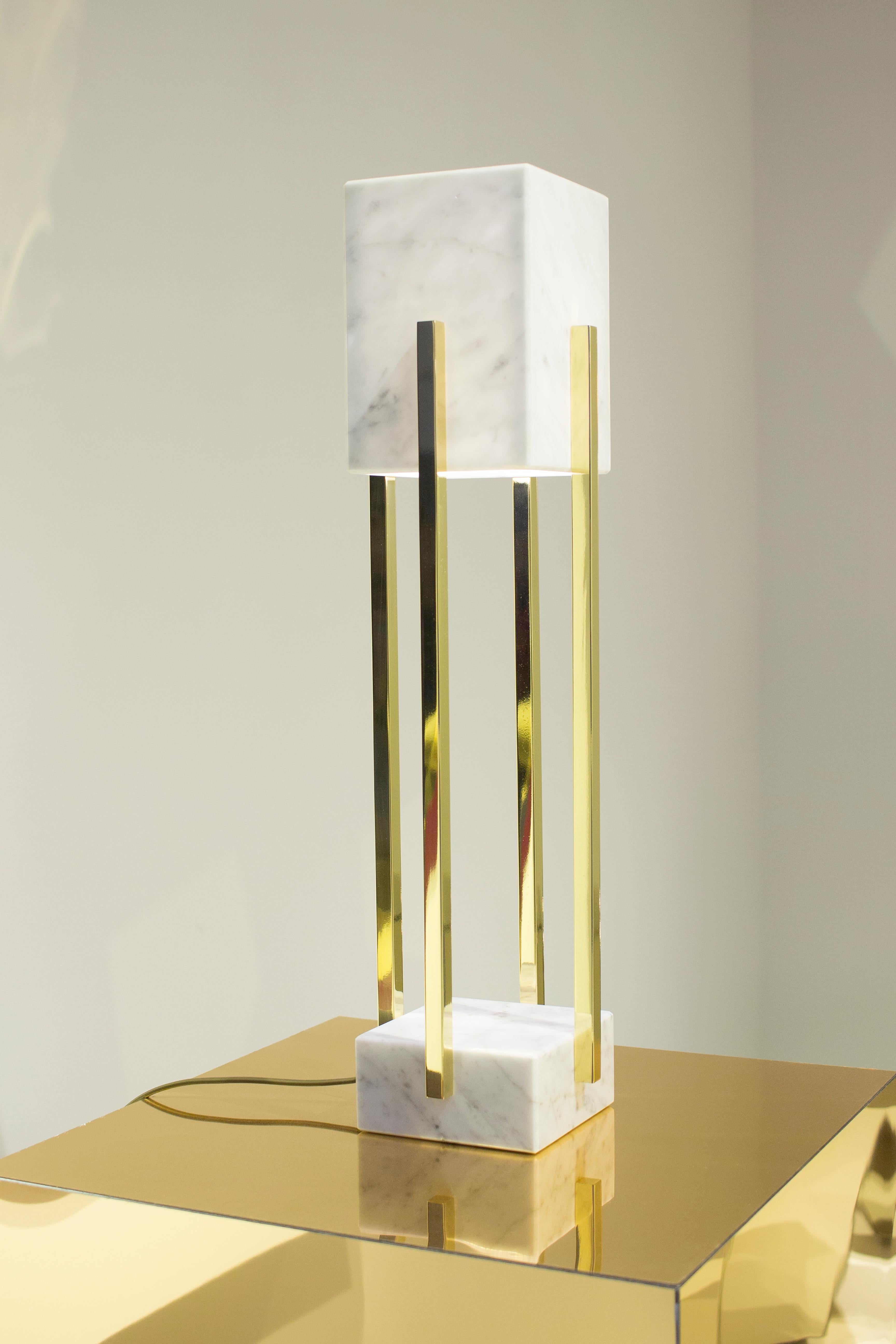 Looshaus Table Lamp, Carrara and Brass, InsidherLand by Joana Santos Barbosa For Sale 3