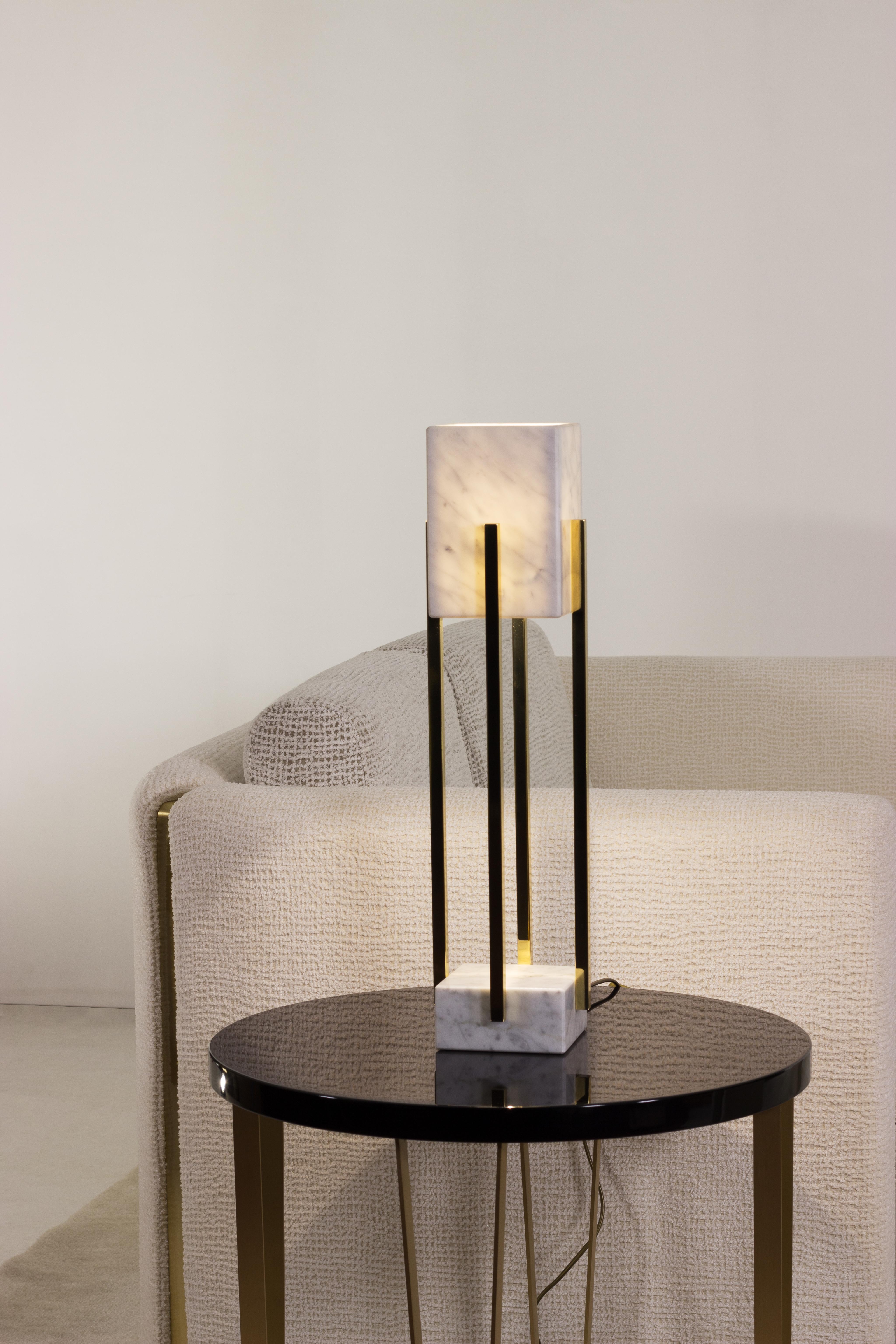 Looshaus Table Lamp, Carrara and Brass, InsidherLand by Joana Santos Barbosa For Sale 5