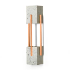 Modern minimalist Carrara marble & copper, Looshaus wall lamp by InsidherLand
