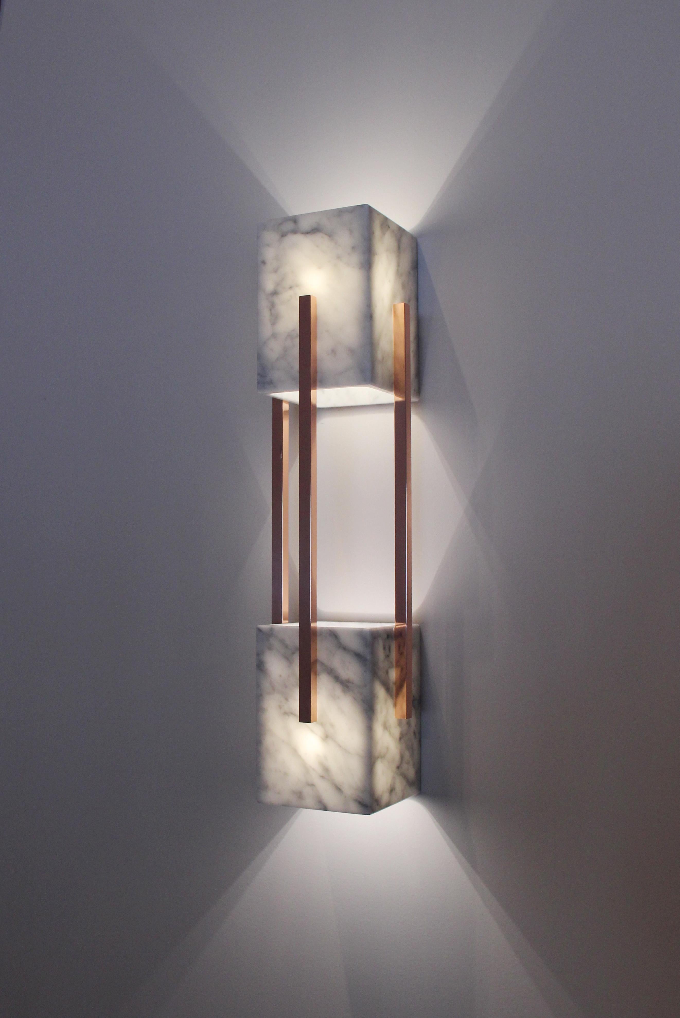 Looshaus Wall Lamp, Carrara and Copper, InsidherLand by Joana Santos Barbosa In New Condition For Sale In Maia, Porto