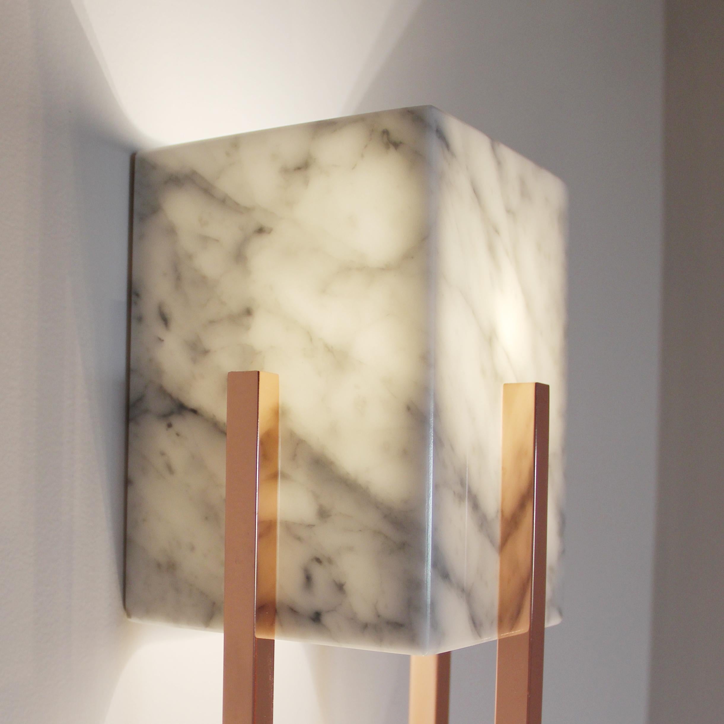 Carrara Marble Looshaus Wall Lamp, Carrara and Copper, InsidherLand by Joana Santos Barbosa For Sale