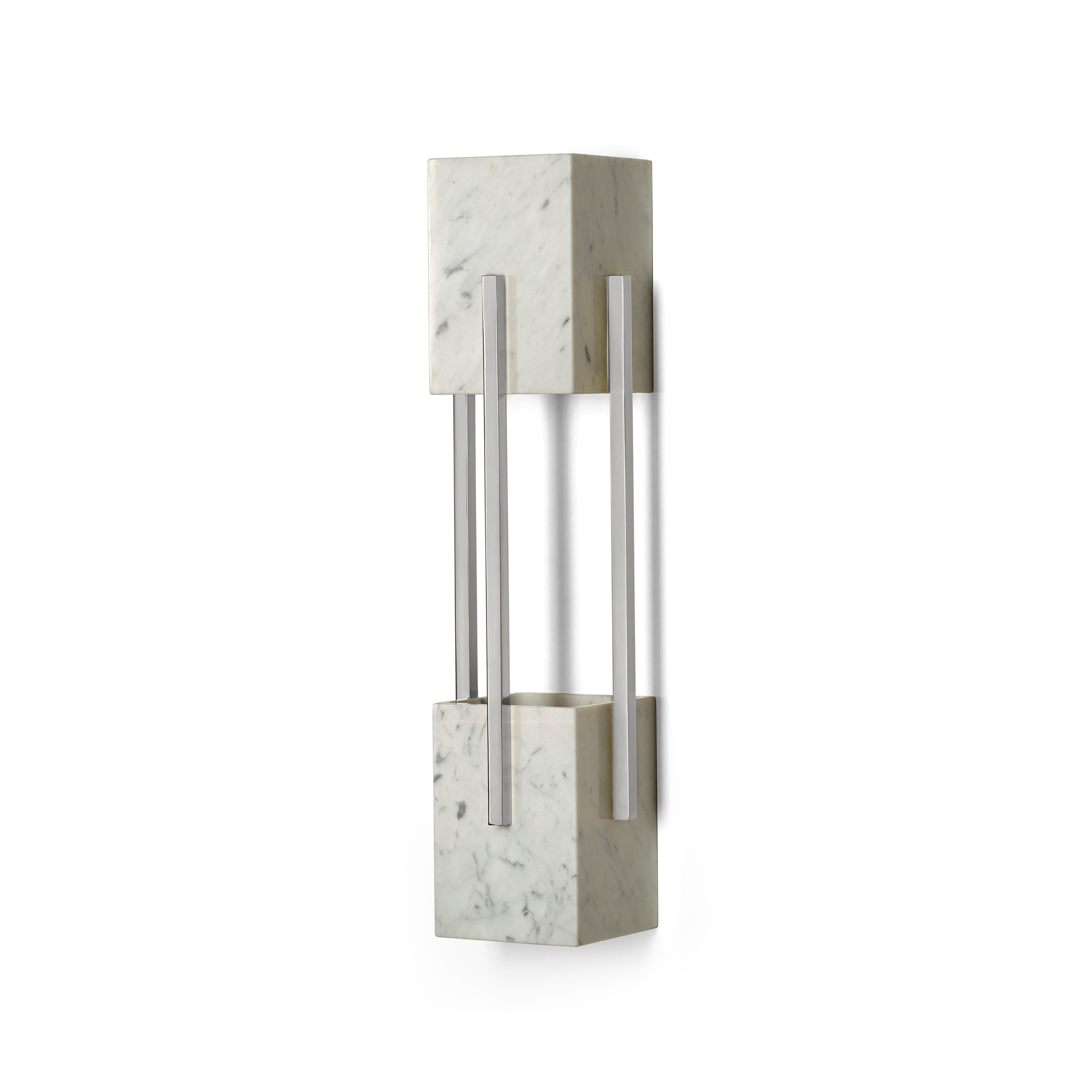 Looshaus-Wandleuchte, Carrara und Nickel, InsidherLand von Joana Santos Barbosa (Moderne) im Angebot