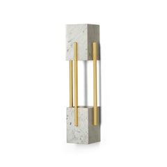 Modern minimalist Carrara marble & brass, Looshaus wall lamp by InsidherLand